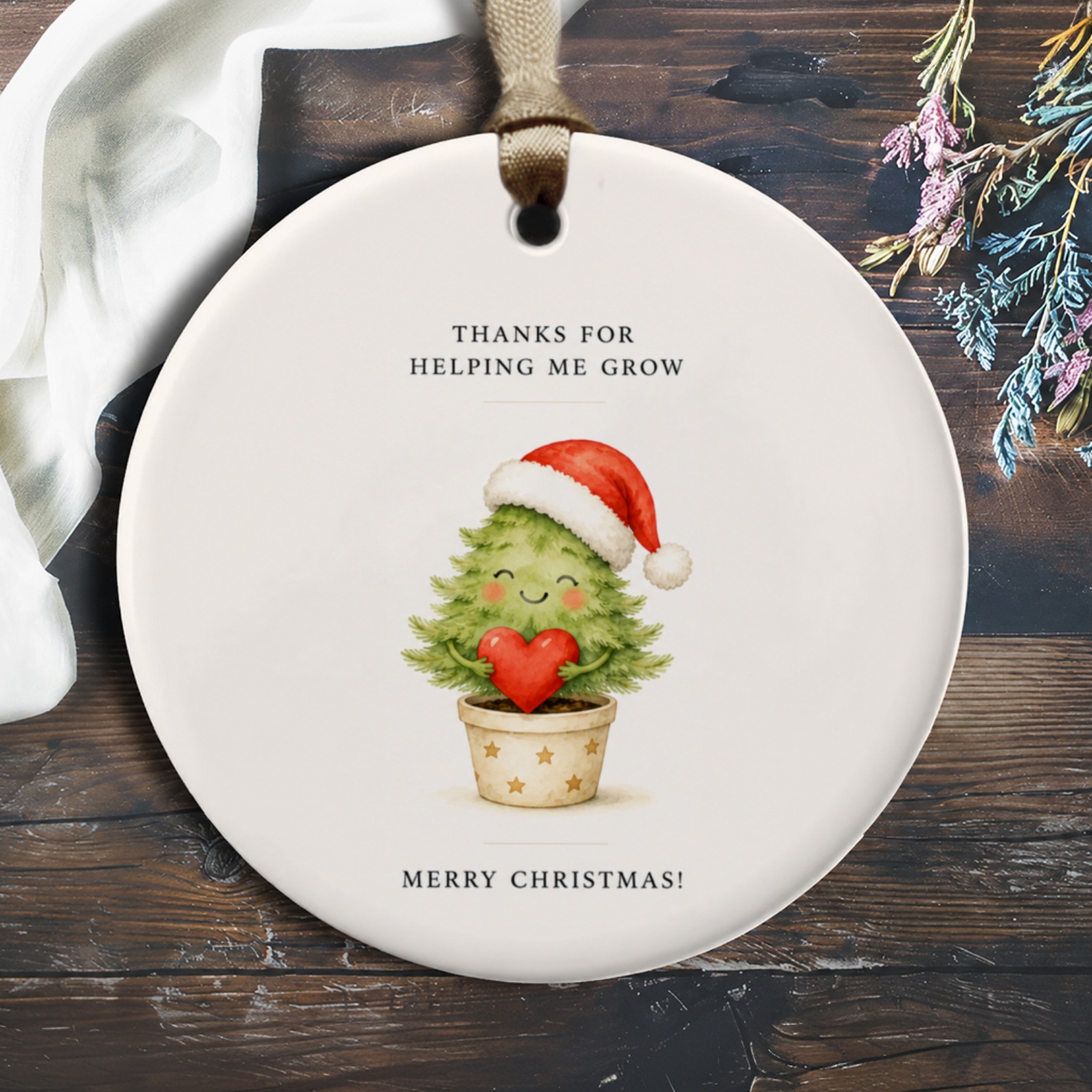 Thanks For Helping Me Grow Merry Christmas! Cute Tree Ornament Holiday Decor Gift For Teacher Friend Xmas Tree Decoration O455