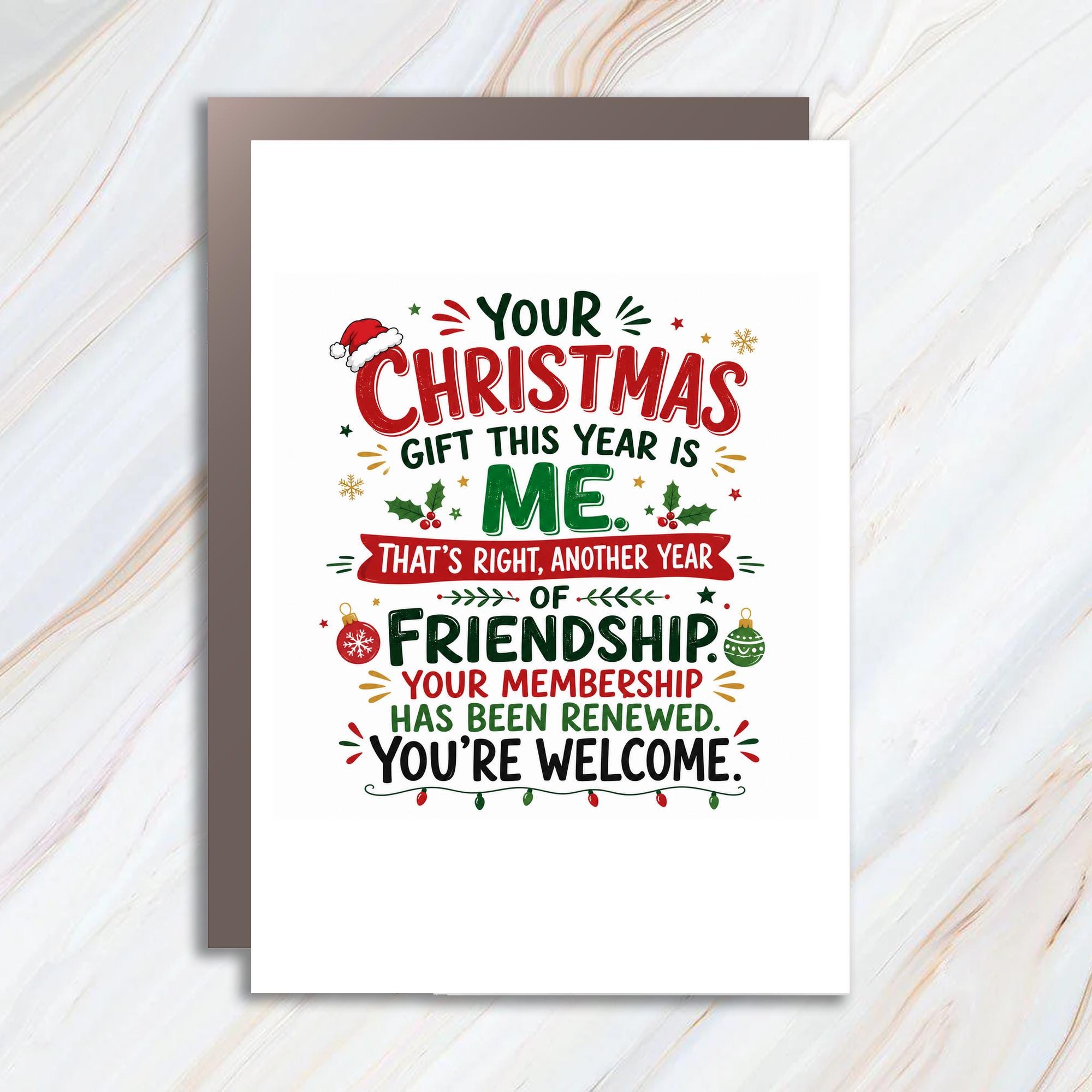 Your Christmas Gift This Year Is Me Funny Christmas Card Friendship Renewed Membership Sarcastic Holiday Card For Friend C970