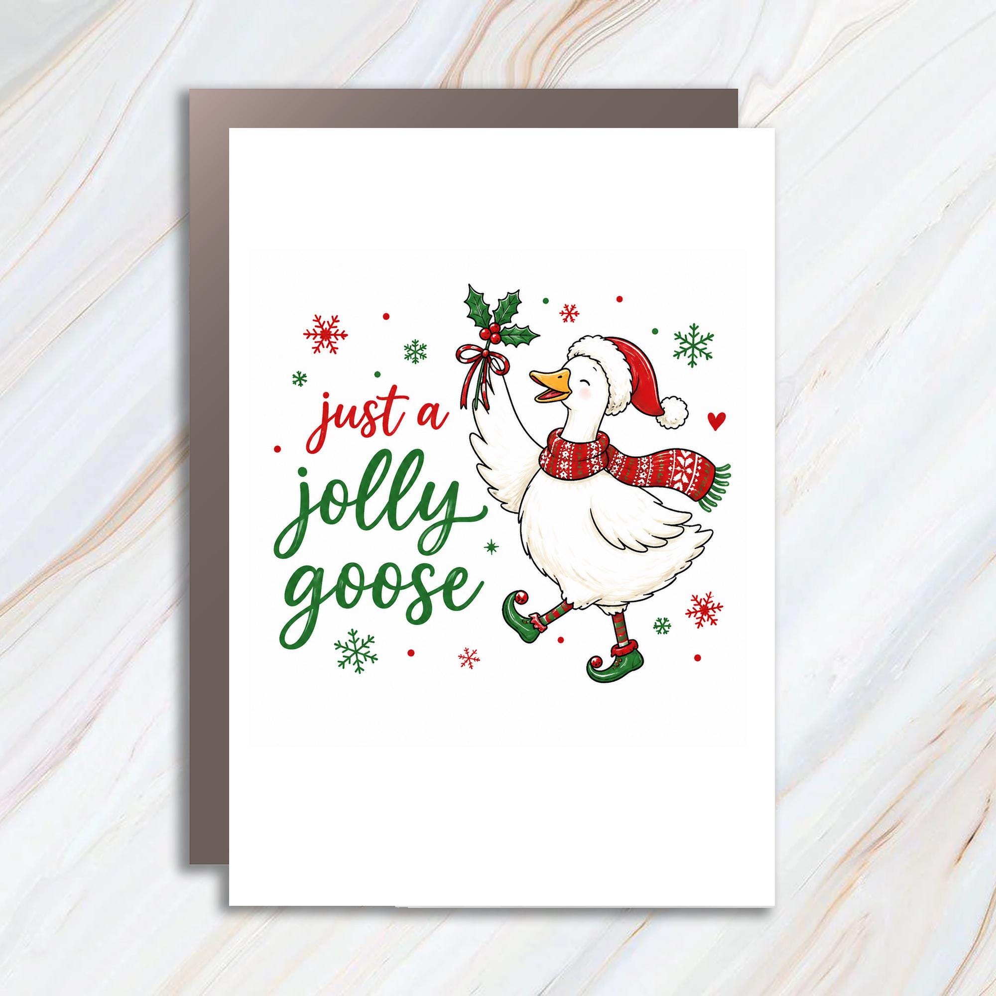 Just A Jolly Goose Christmas Card Festive Goose With Holly Funny Holiday Greeting Card Cute Animal For Friends C972