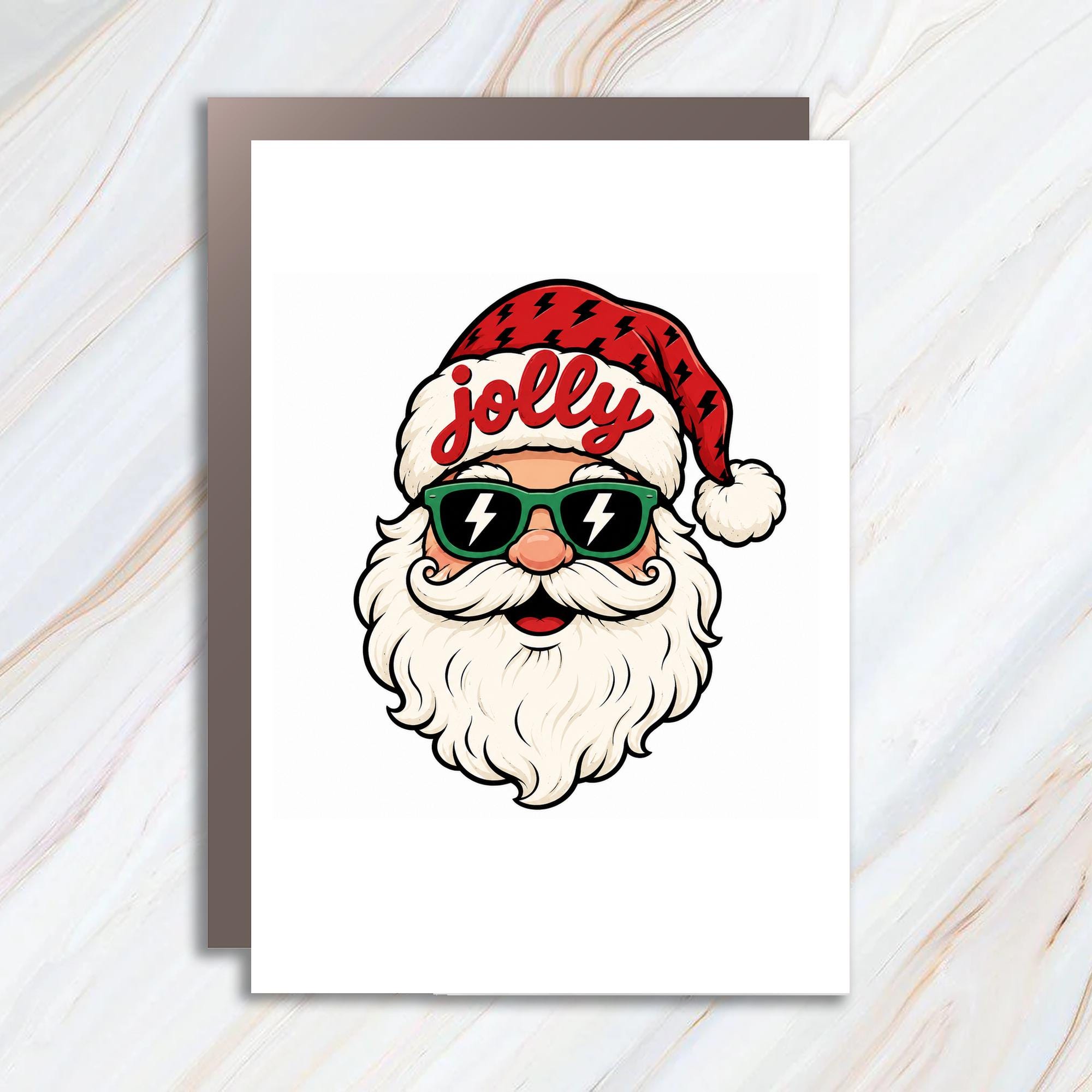 Jolly Santa Christmas Card Funky Claus With Sunglasses Holiday Greeting Card Retro Santa Preppy Christmas Card C974