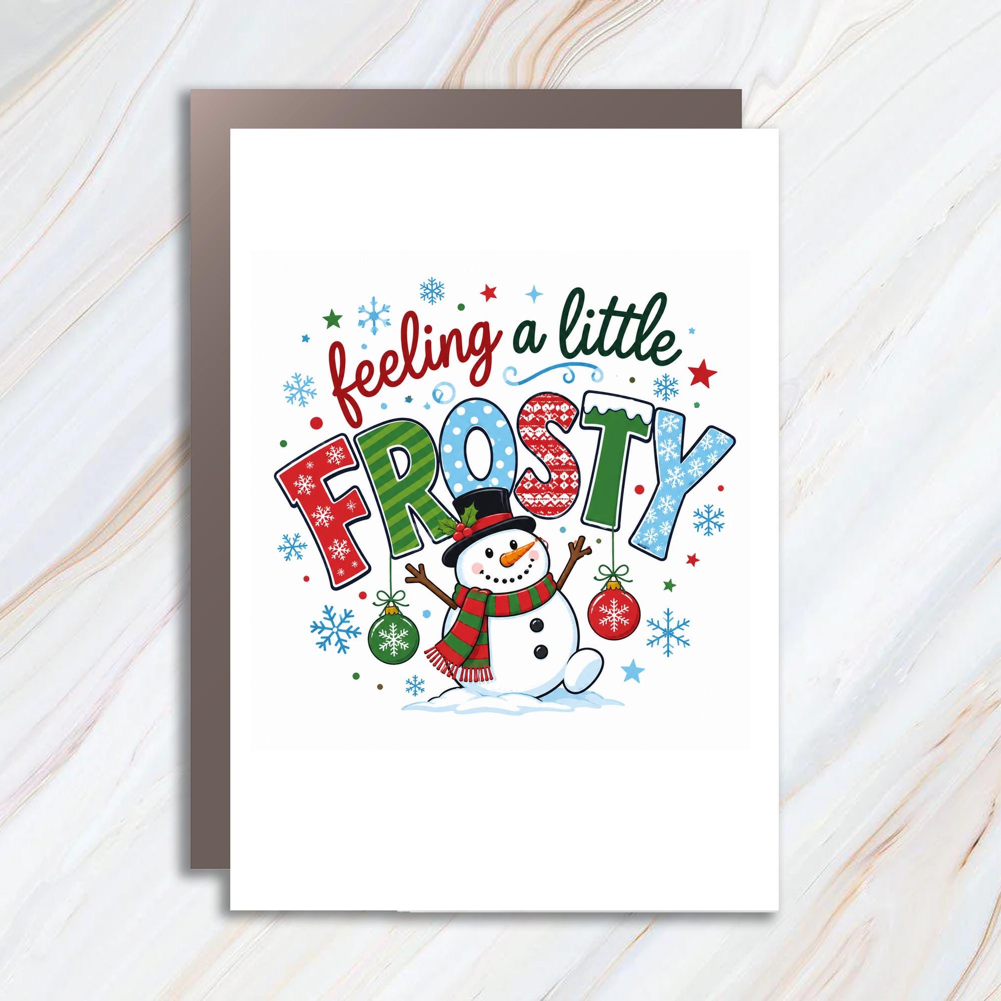 Feeling A Little Frosty Christmas Card Cute Snowman Winter Holiday Greeting Card Festive Xmas Card For Kids Family C971