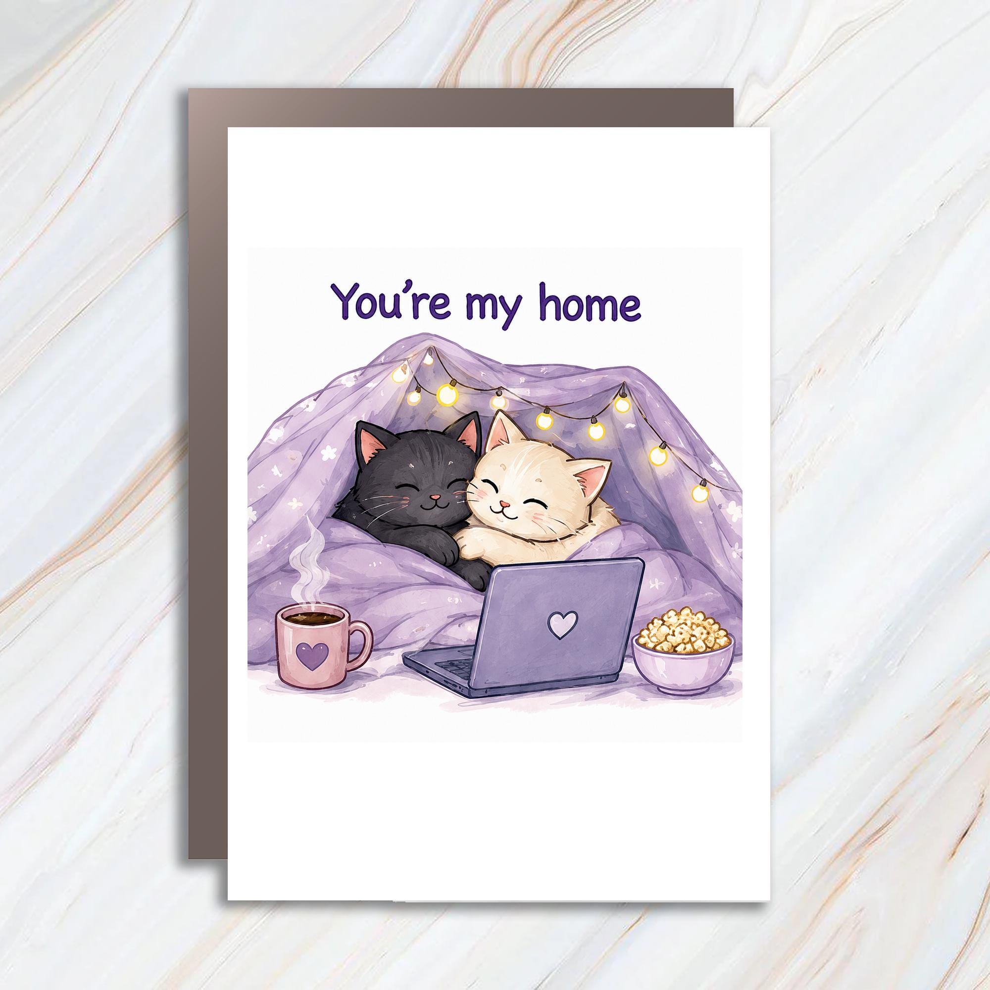 You're My Home Cute Cat Anniversary Card Romantic Greeting Card For Husband Wife Boyfriend Girlfriend Cozy Love Card C980