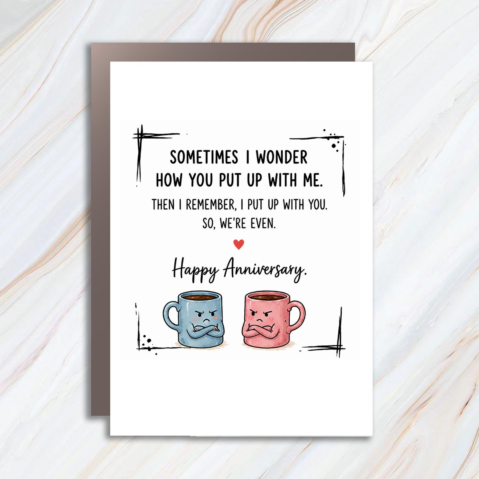Sometimes I Wonder How You Put Up With Me Funny Anniversary Card For Husband Wife Cute Mugs Wedding Anniversary Card C987