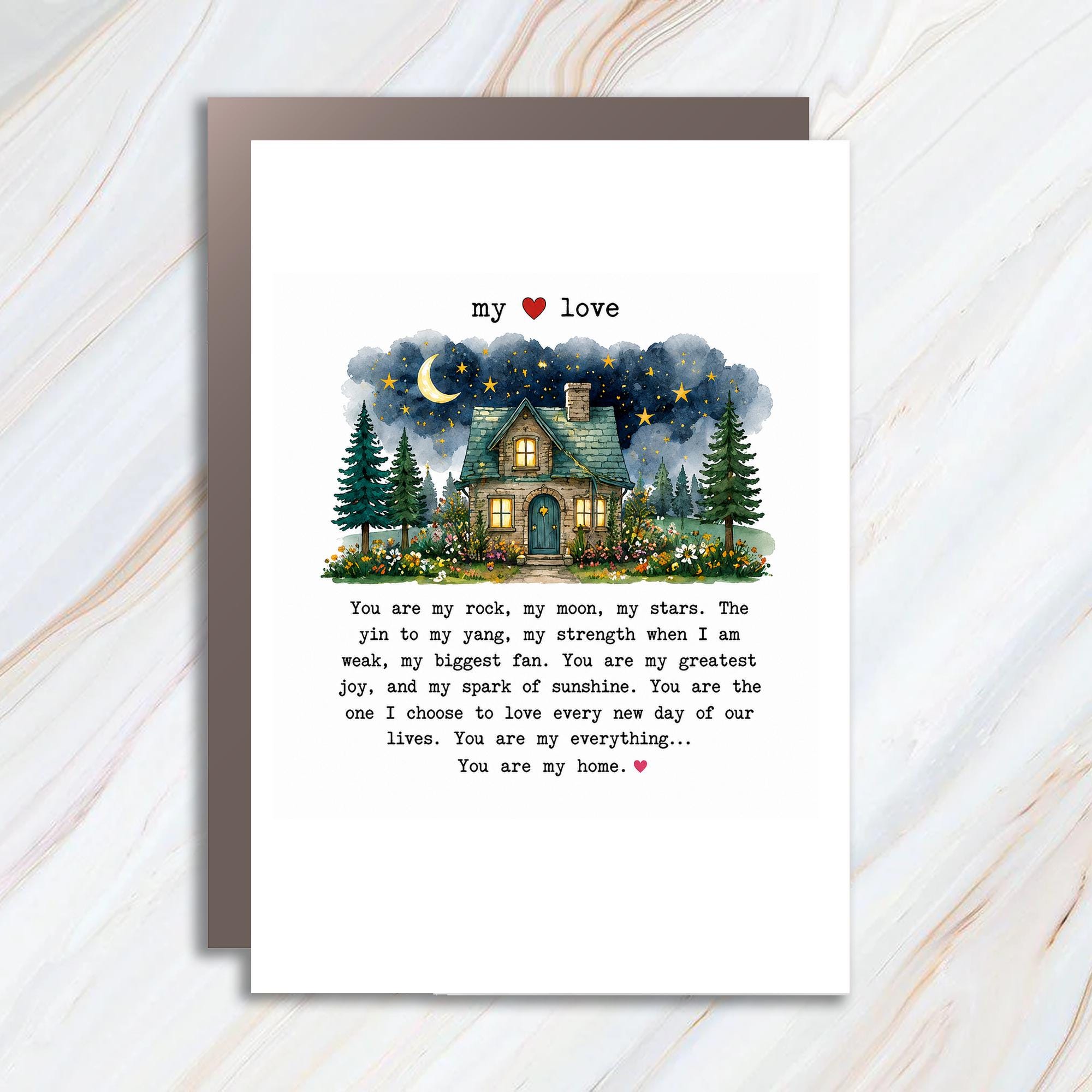 My Love Romantic Love Card Anniversary Wedding Card For Partner Cute Cottage Under Starry Sky Sentimental Greeting Card C982