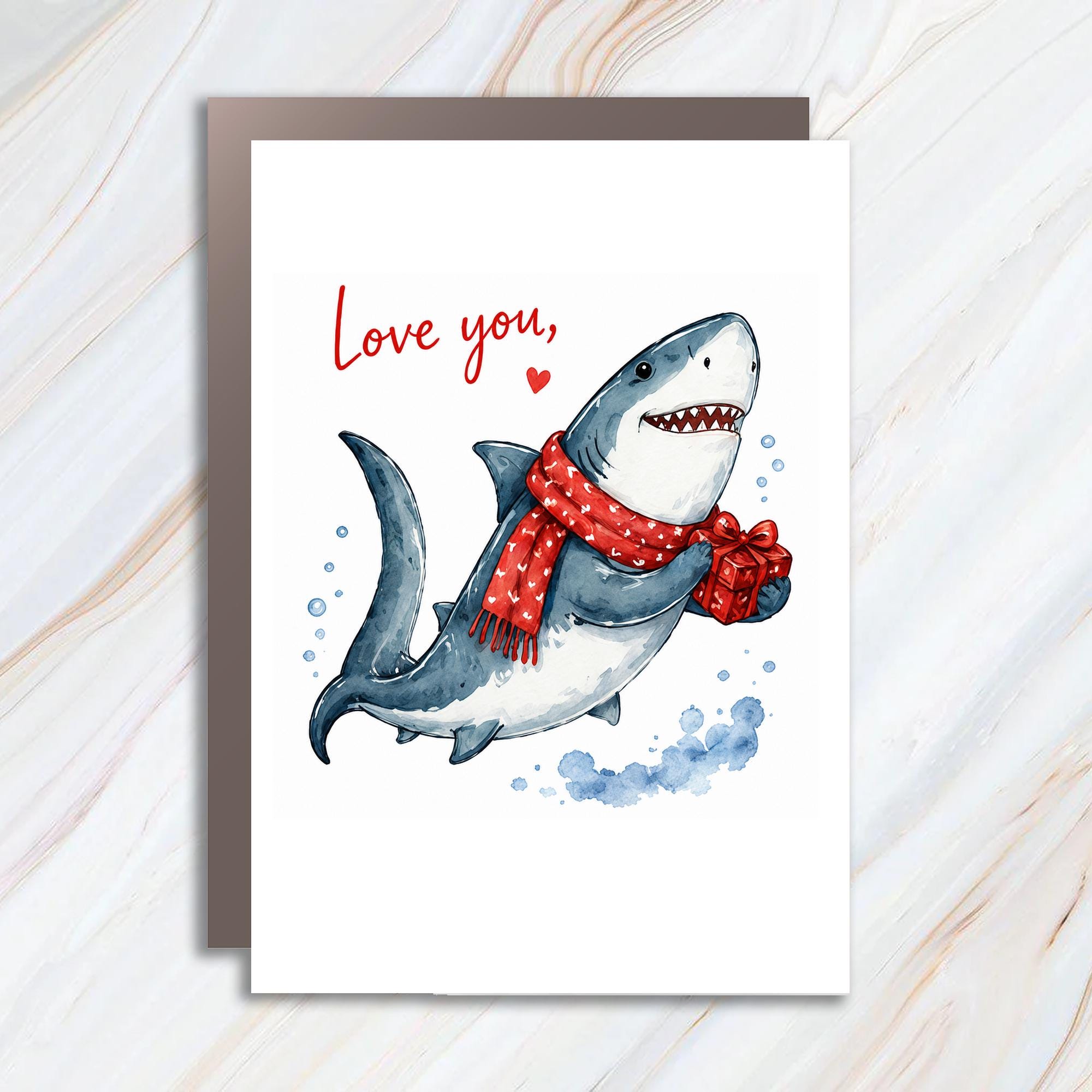 Love You, Funny Shark Anniversary Card Cute Romantic Greeting Card For Him Her Valentine Birthday Love C985