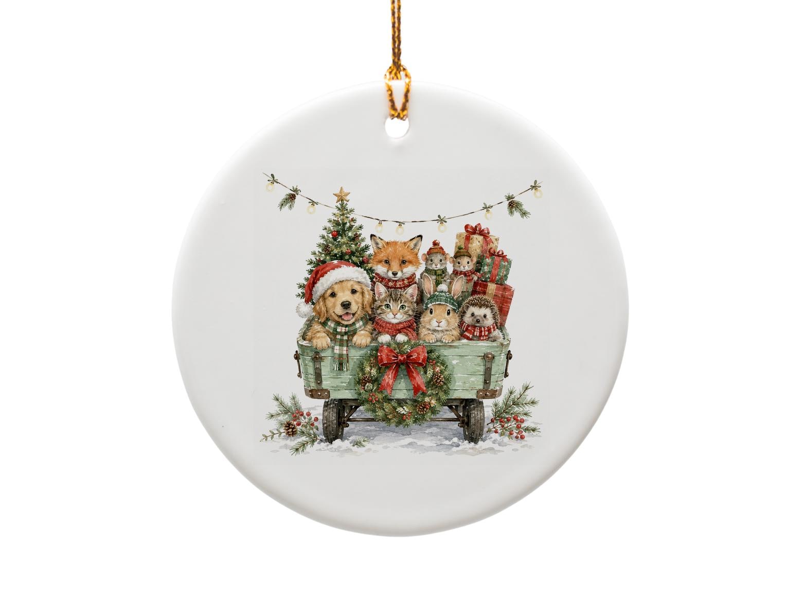 Christmas Animal Ornament Cute Holiday Decor Dog Cat Fox Bunny Hedgehog Festive Gift Winter Decoration For Animal Lover O998