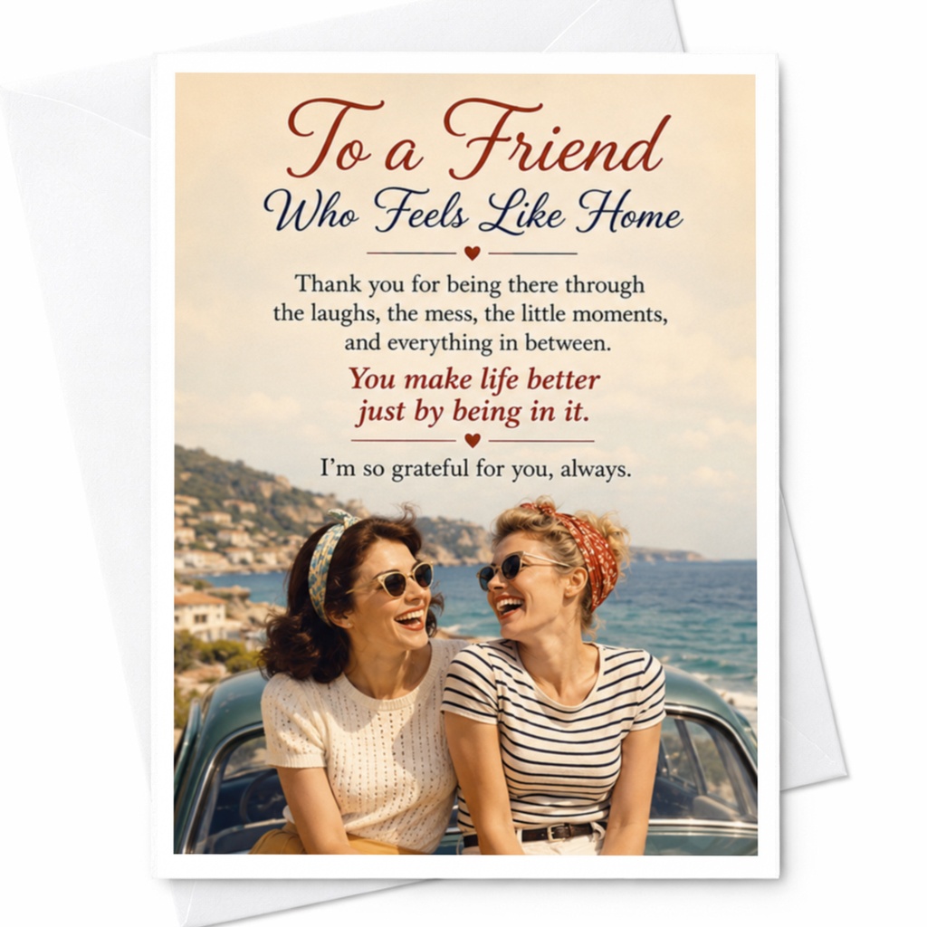 To A Friend Who Feels Like Home Friendship Card Grateful Thank You Card For Best Friend Sentimental Greeting Card C4437