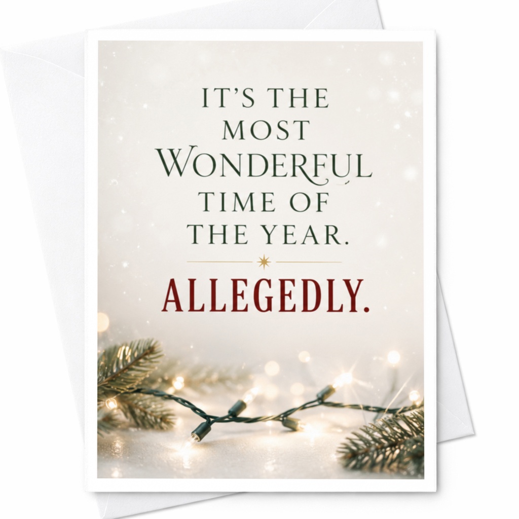 It's The Most Wonderful Time Of The Year. Allegedly. Funny Christmas Card Holiday For Friends Family Festive Greeting C4491
