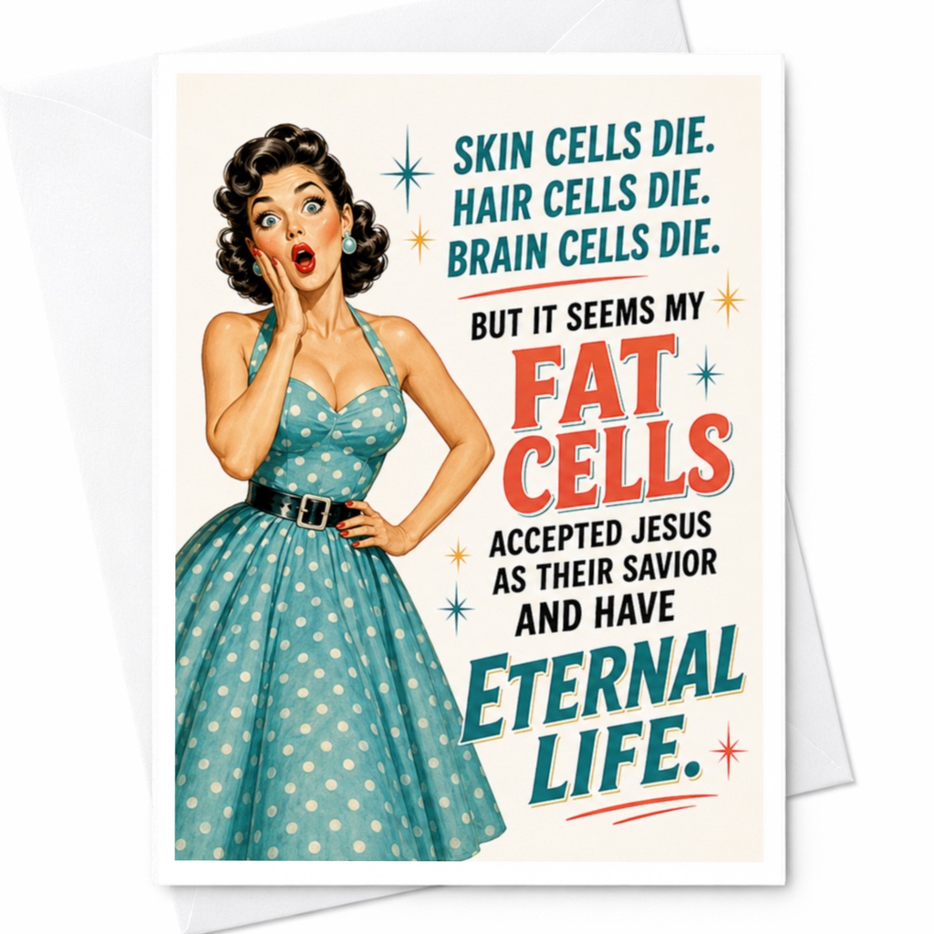 Skin Cells Die Hair Cells Die Funny Greeting Card Retro Card For Friend Birthday Card Vintage Style C4482