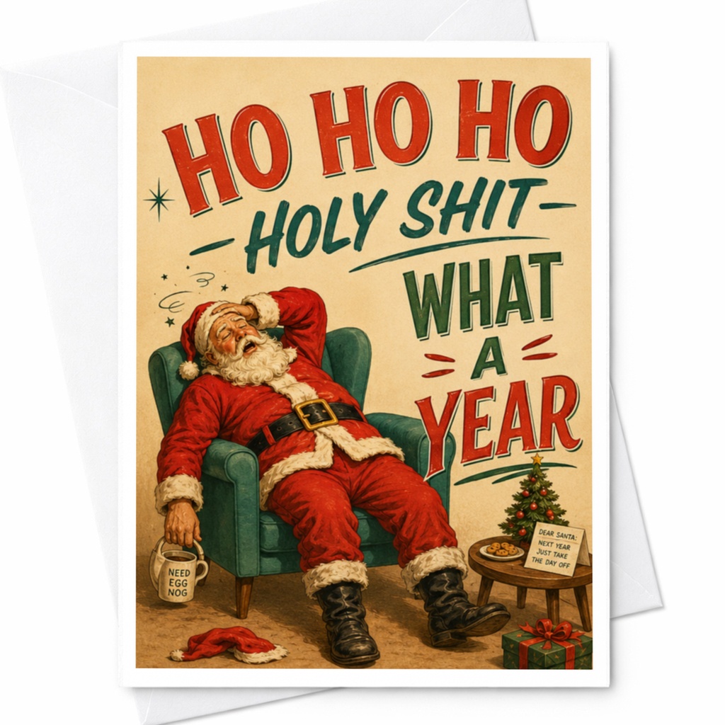 Ho Ho Ho Holy Shit What A Year Funny Christmas Card Santa Claus Relaxing Holiday Greeting Card For Friends Family C4485