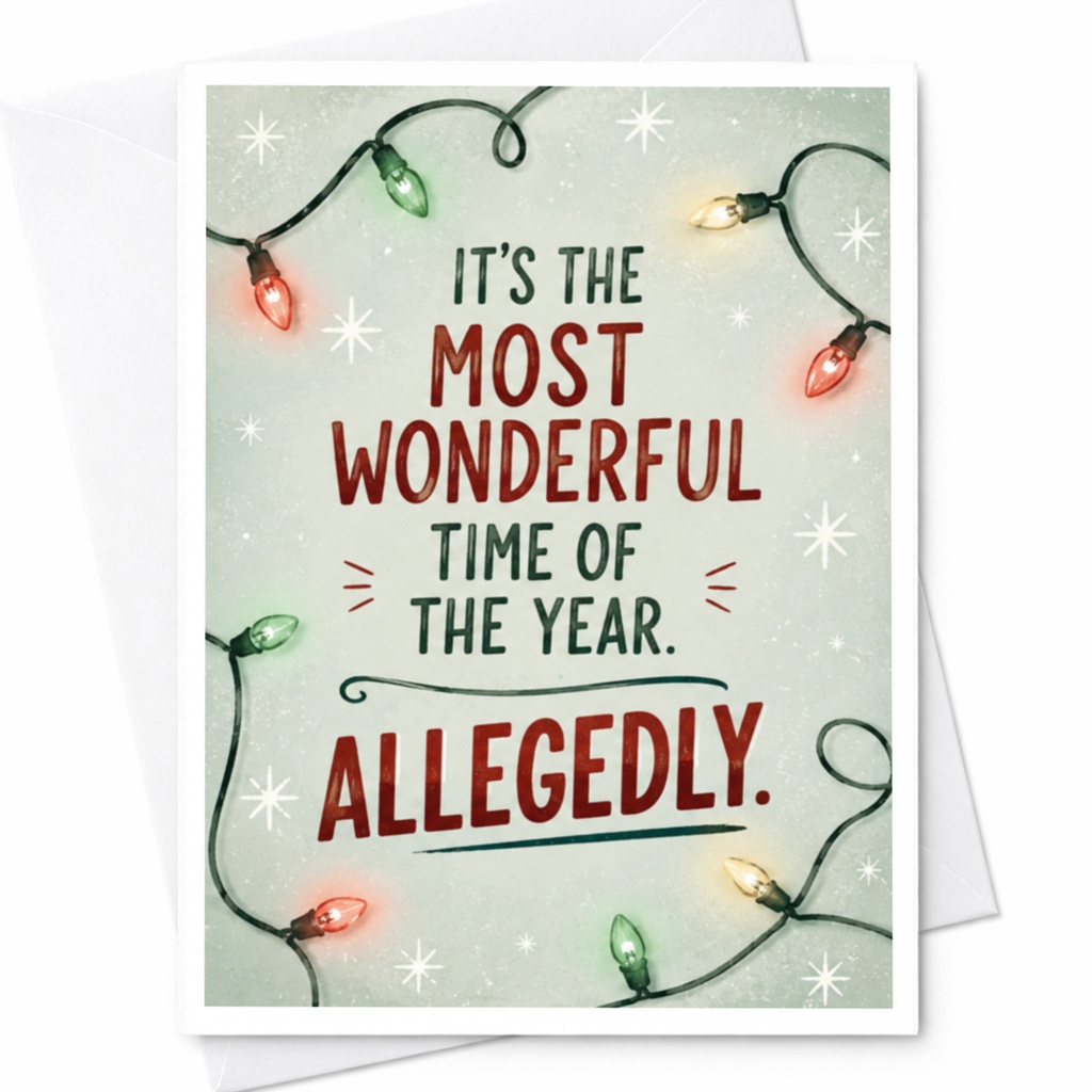 It's The Most Wonderful Time Of The Year. Allegedly. Funny Christmas Card Holiday Greeting For Friends Family Festive Cheer C4492