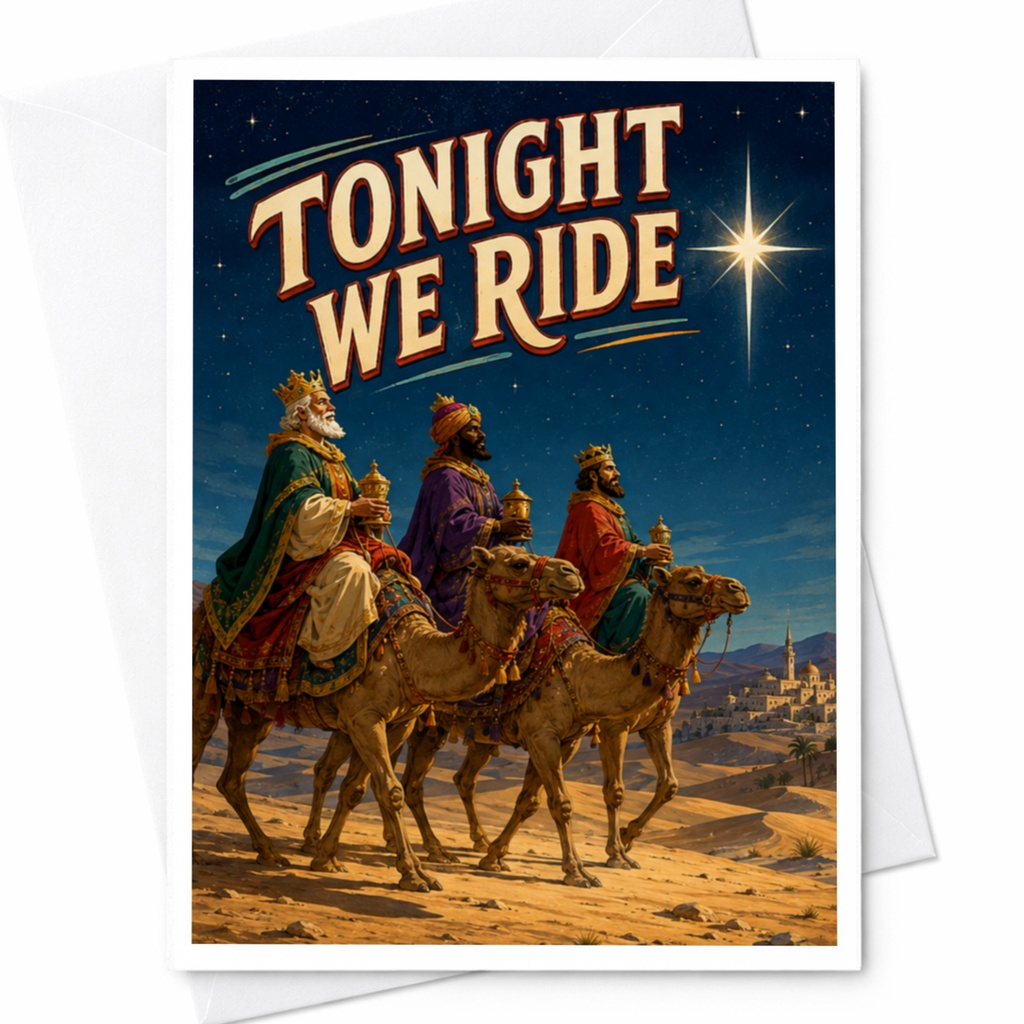 Tonight We Ride Christmas Card Three Wise Men Nativity Scene Holiday Greeting Card Religious Christmas Card For Family C4501