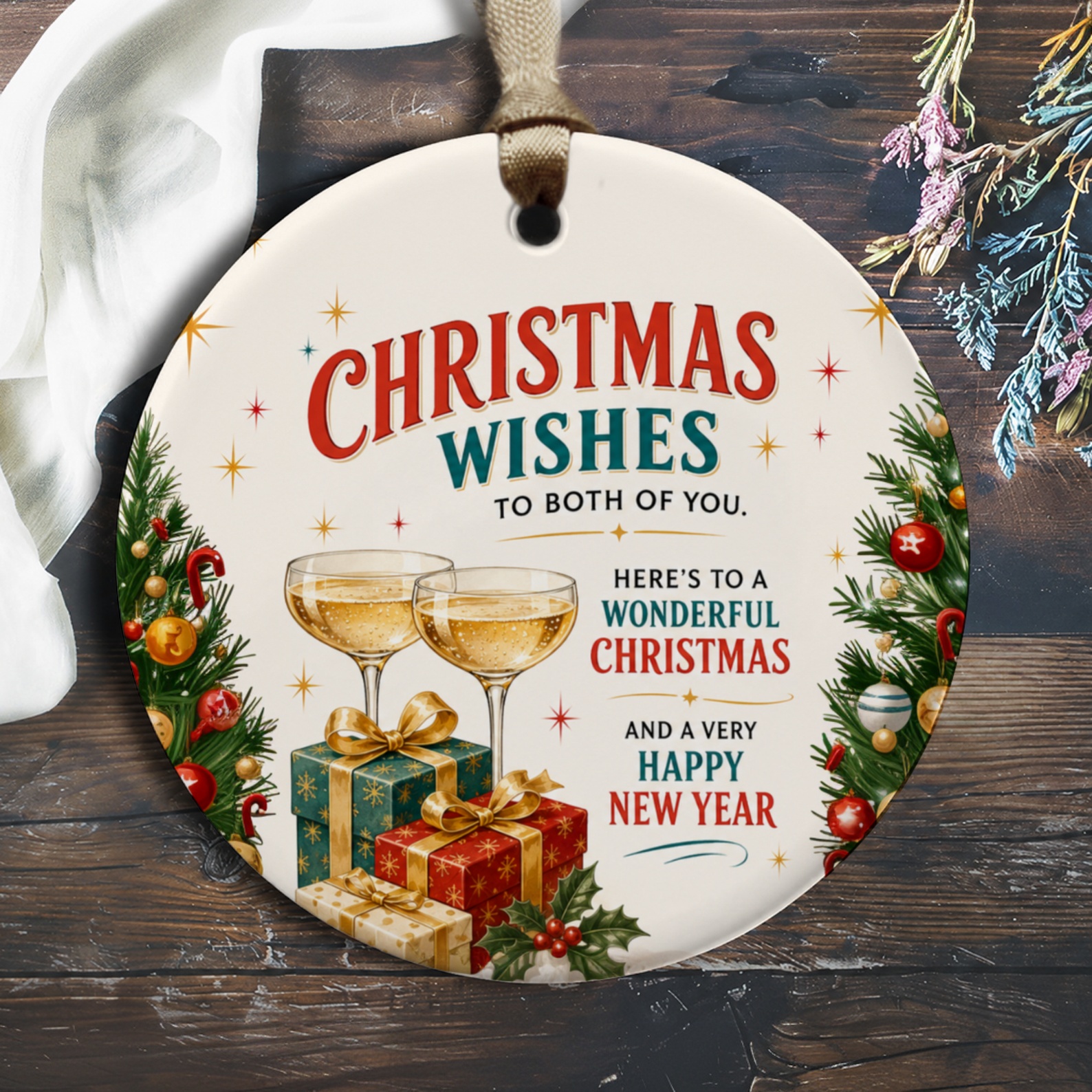 Christmas Wishes To Both Of You Ornament Festive Holiday Decor Wonderful Christmas Happy New Year Gift Ornament O478