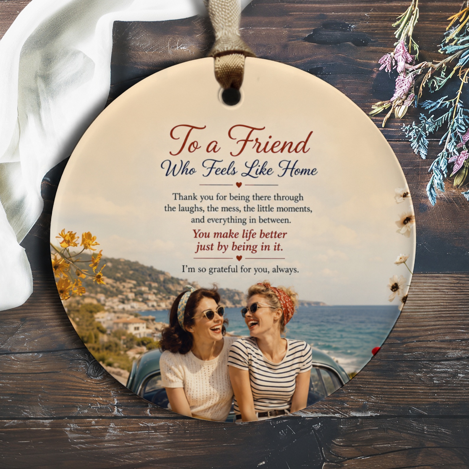 To A Friend Who Feels Like Home Friendship Ornament Sentimental Gift For Best Friend Keepsake Decorative Ornament O480