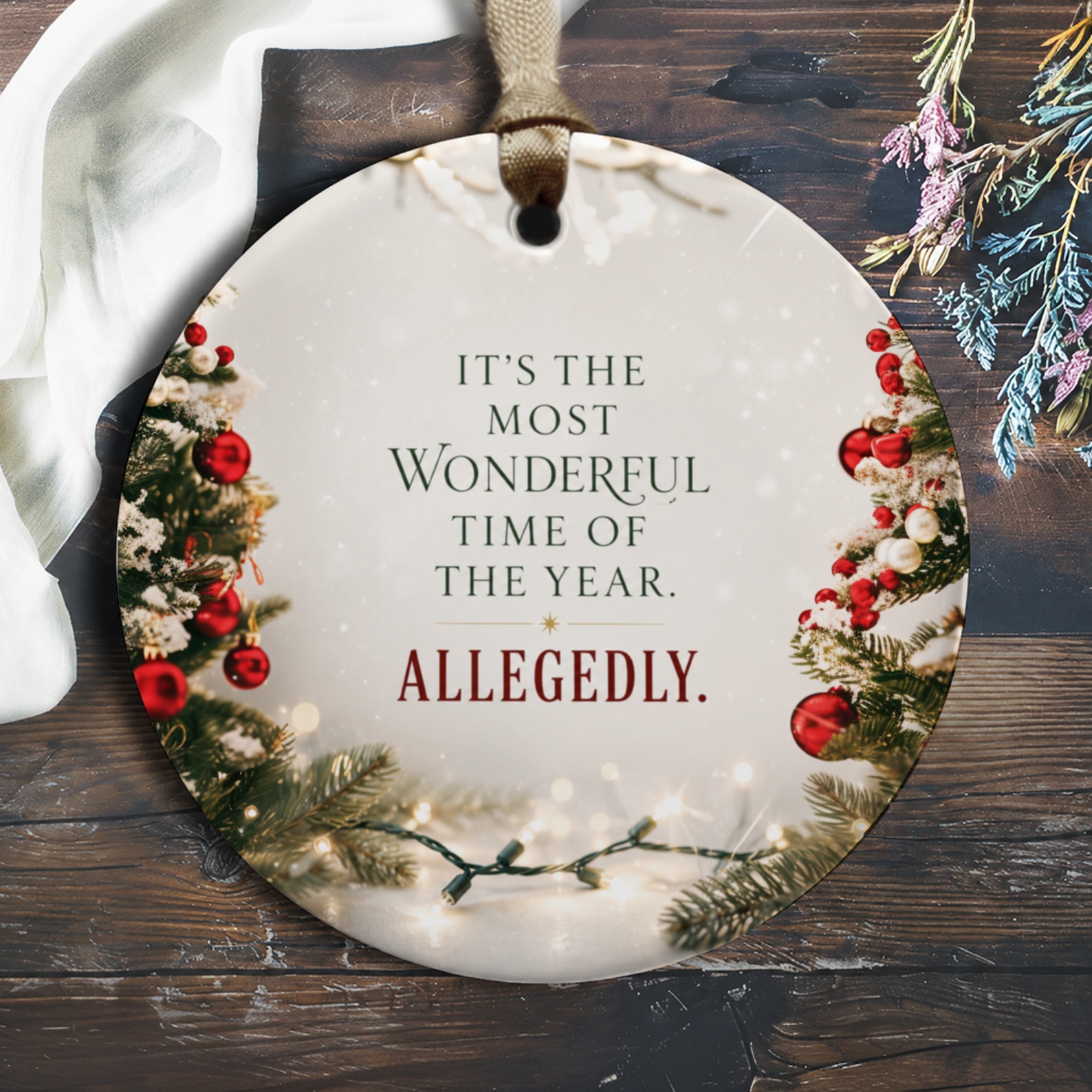 It's The Most Wonderful Time Of The Year. Allegedly. Funny Christmas Ornament Holiday Decor Festive Tree Decoration Gift O522