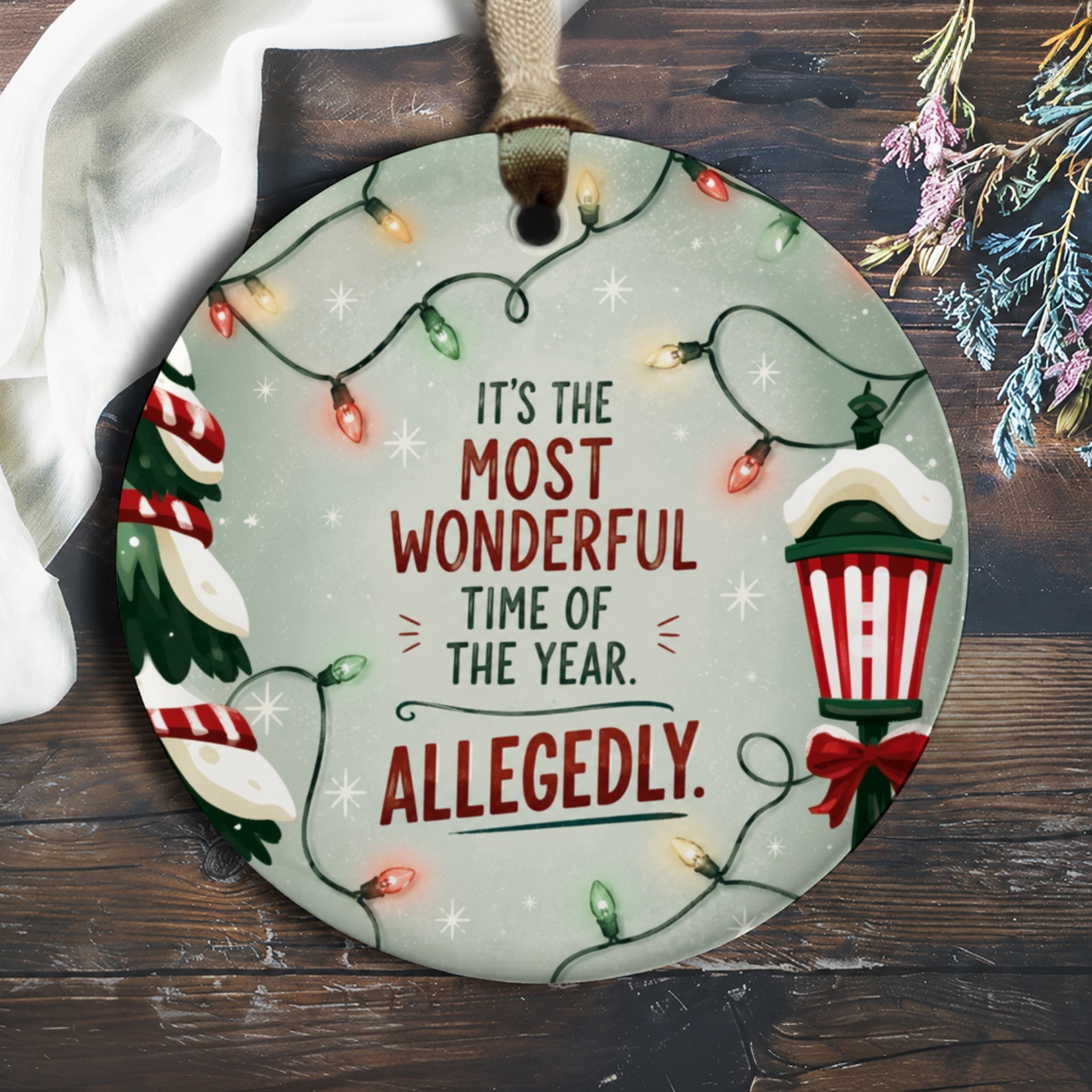 It's The Most Wonderful Time Of The Year. Allegedly. Funny Christmas Ornament Festive Holiday Decor Gift For Friends O523