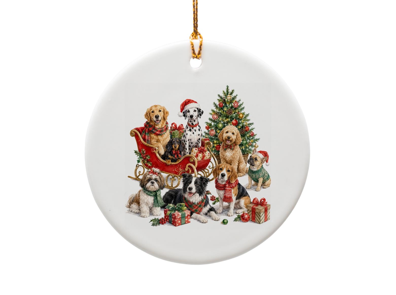 Christmas Dog Ornament Cute Holiday Decor Festive Pet Lover Gift Tree Decoration Santa Hat Puppies O1013
