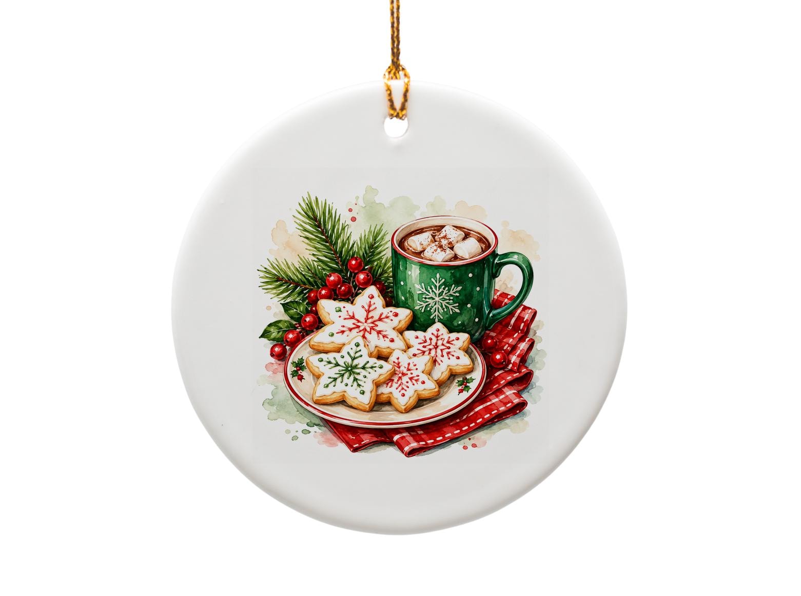 Christmas Cookies And Hot Cocoa Ornament Festive Holiday Decor Winter Decoration Gift For Her Cozy Christmas Ornament O1016