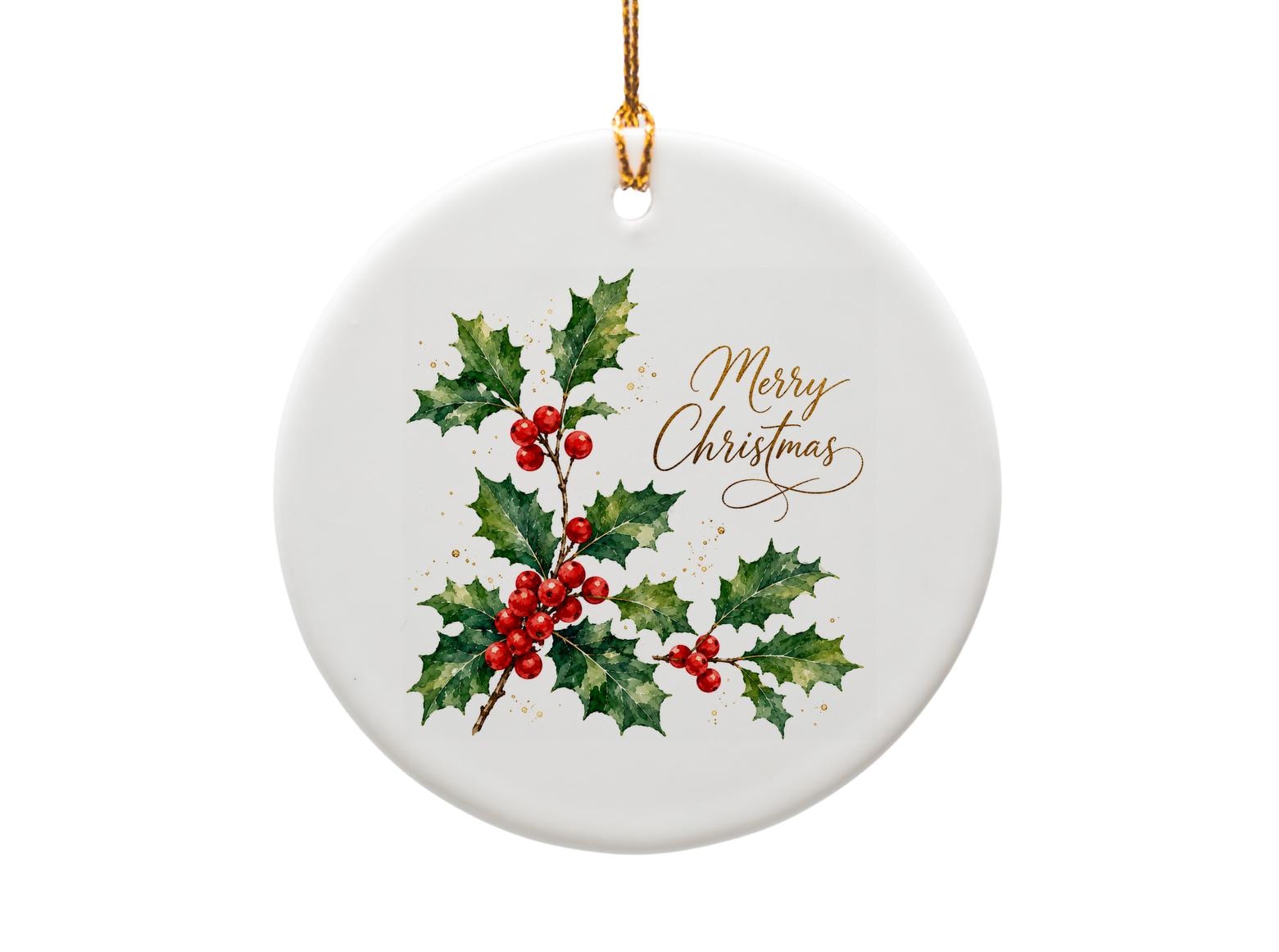Merry Christmas Ornament Holly And Berries Holiday Decoration Festive Christmas Tree Ornament Seasonal Decor Gift O1019
