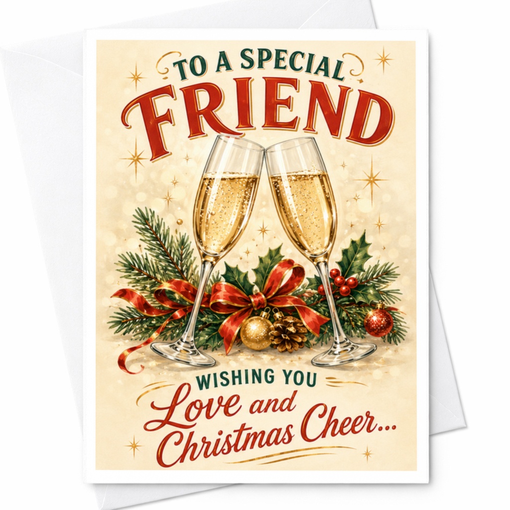 To A Special Friend Wishing You Love And Christmas Cheer Christmas Card For Friend Holiday Greeting Festive Cheers C4564