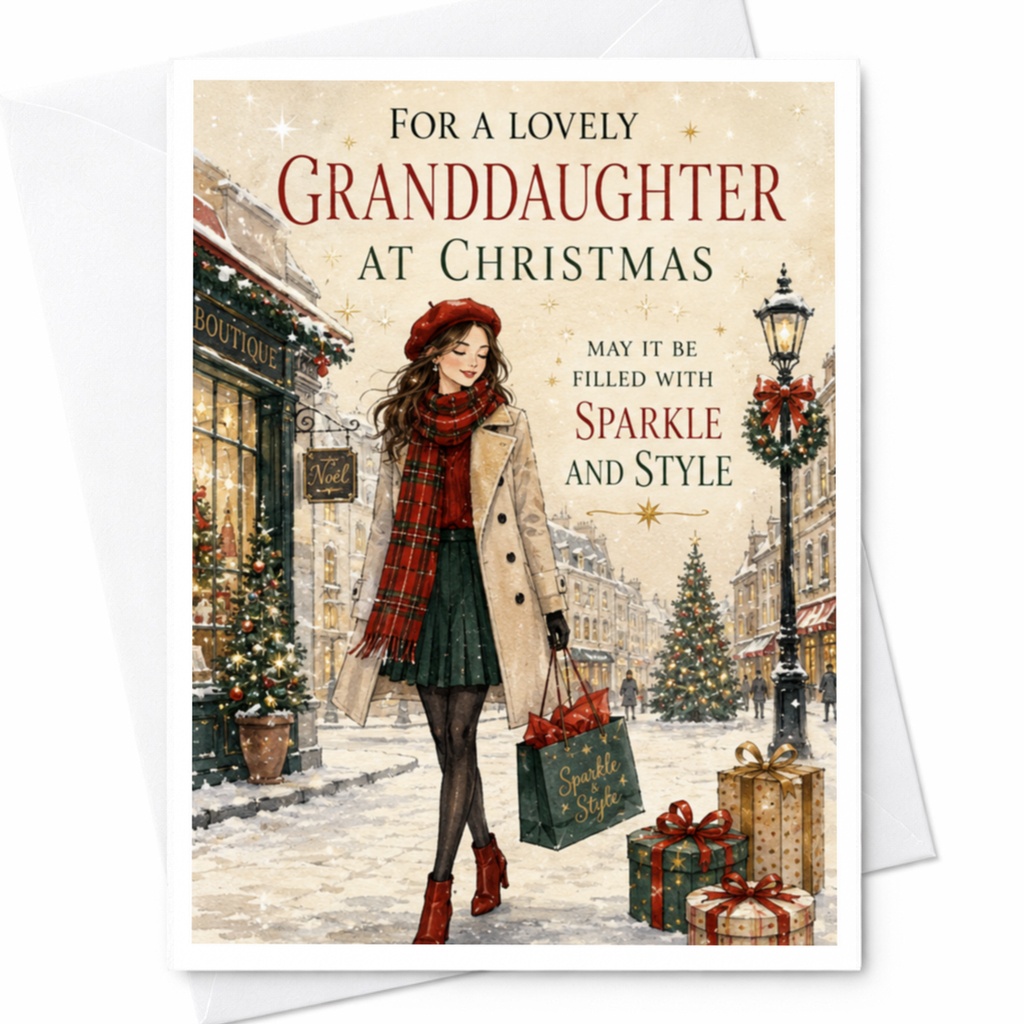 For A Lovely Granddaughter At Christmas Sparkle And Style Christmas Card Festive Holiday Card From Grandparents C4572