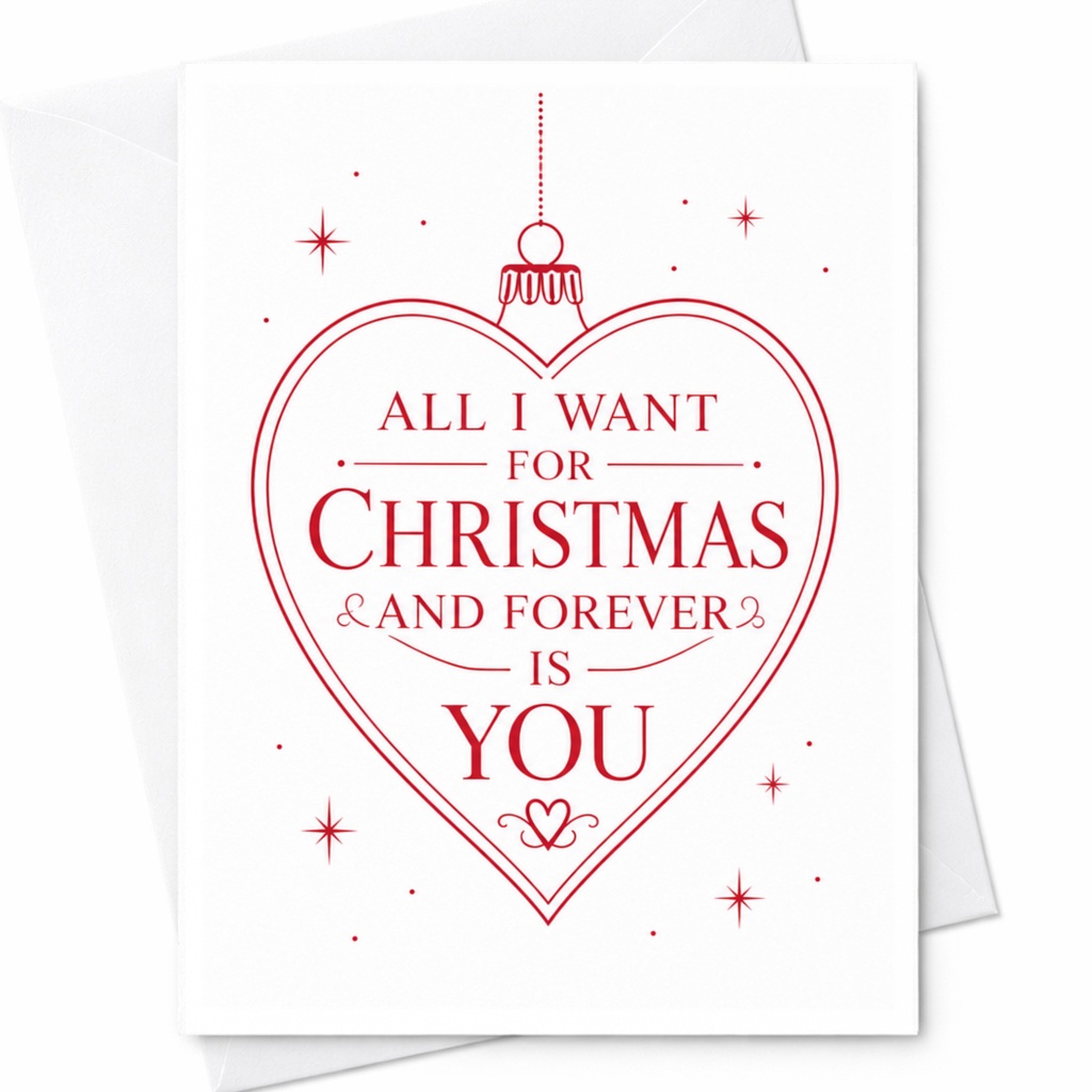 All I Want For Christmas And Forever Is You Romantic Christmas Card For Partner Heart Ornament Holiday Love Card C4588