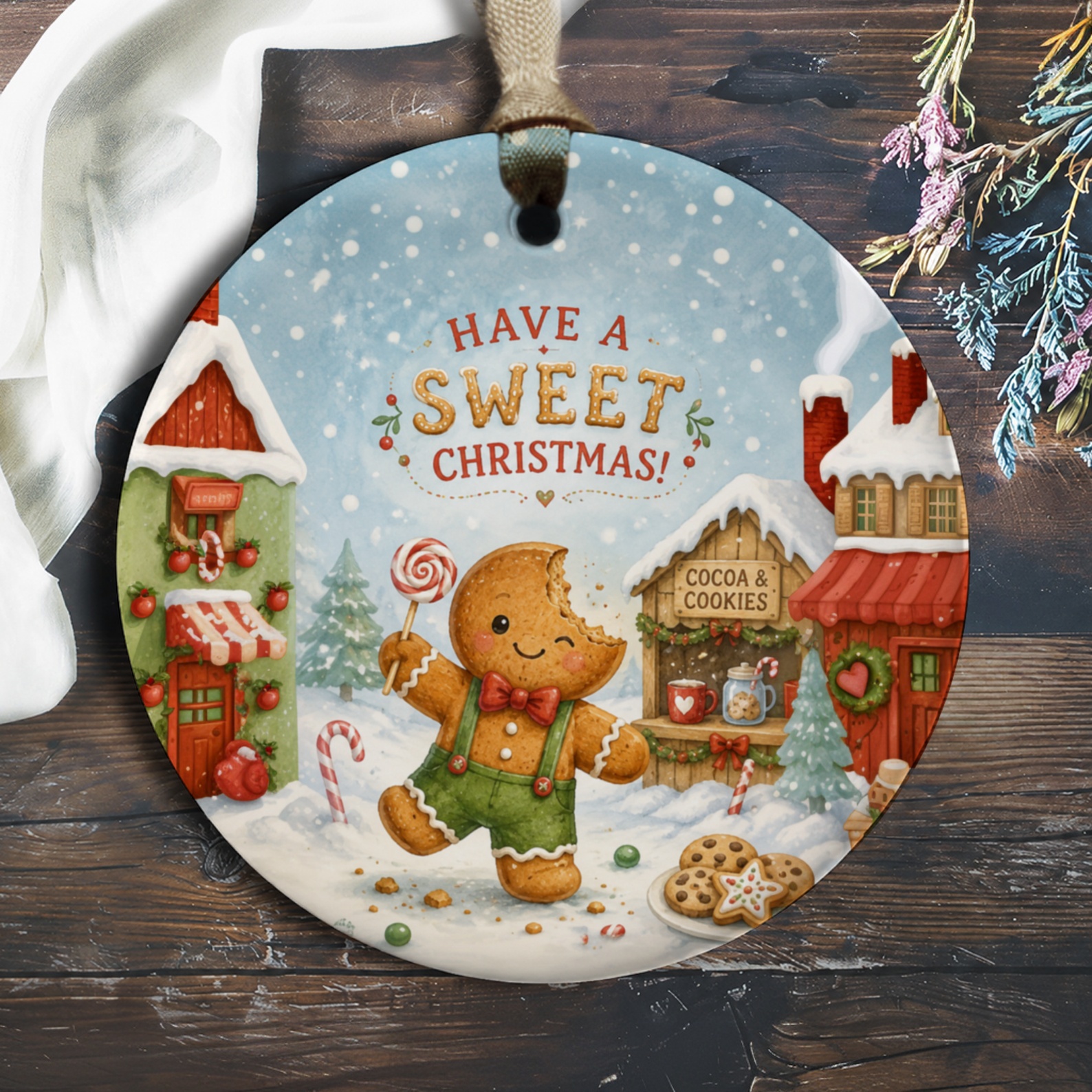 Have A Sweet Christmas! Gingerbread Man Ornament Cute Holiday Decor Christmas Tree Decoration Festive Gift Idea O565