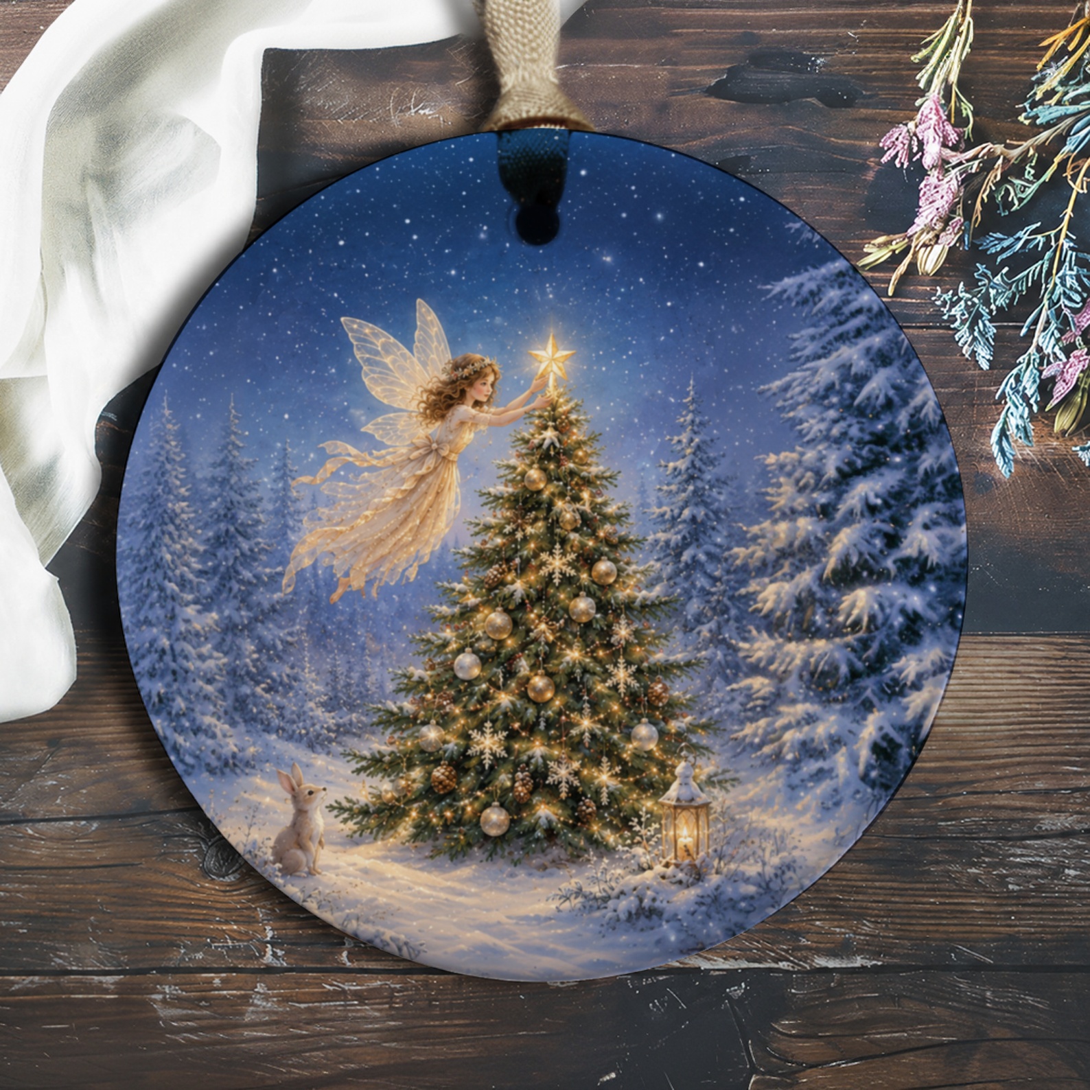 Fairy Decorating Christmas Tree Ornament Magical Winter Scene Holiday Decor Christmas Tree Decoration Gift For Her O577