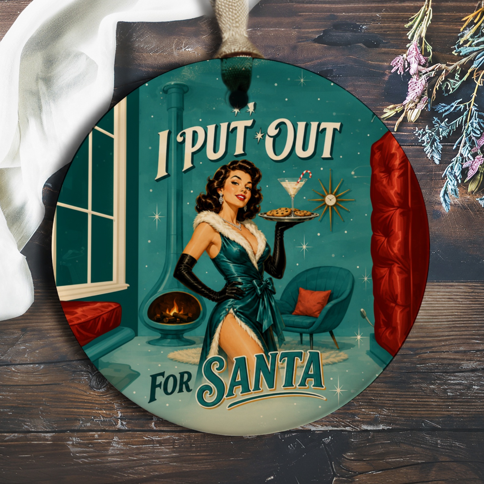 I Put Out For Santa Retro Christmas Ornament Funny Holiday Decor Vintage Style Festive Decoration Gift For Her O584
