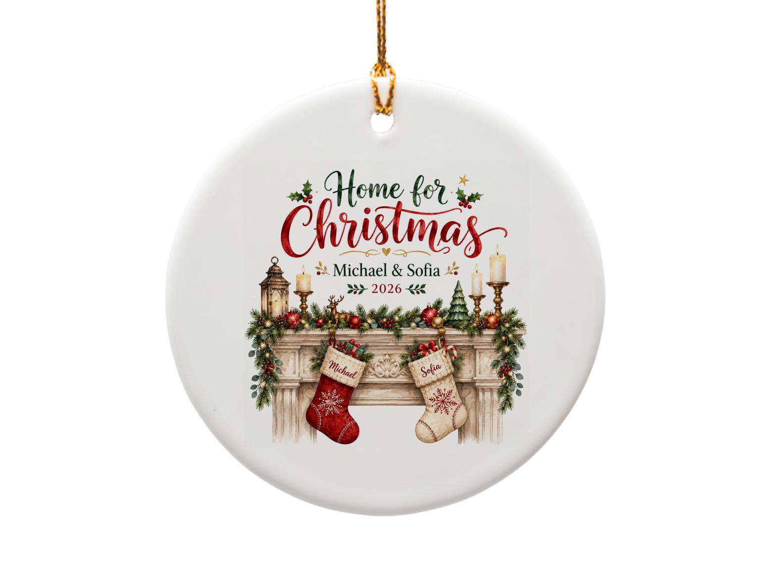 Home For Christmas Personalized Ornament 2026 Holiday Decor Custom Family Name Christmas Ornament O1031