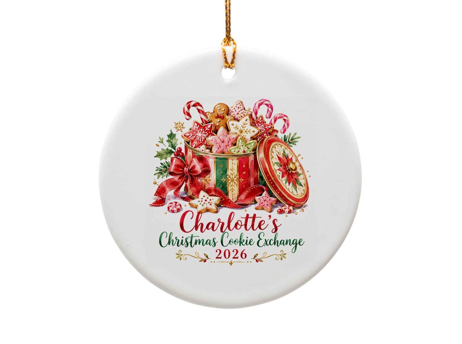 Christmas Cookie Exchange 2026 Personalized Ornament Holiday Decor Custom Xmas Gift Keepsake O1034