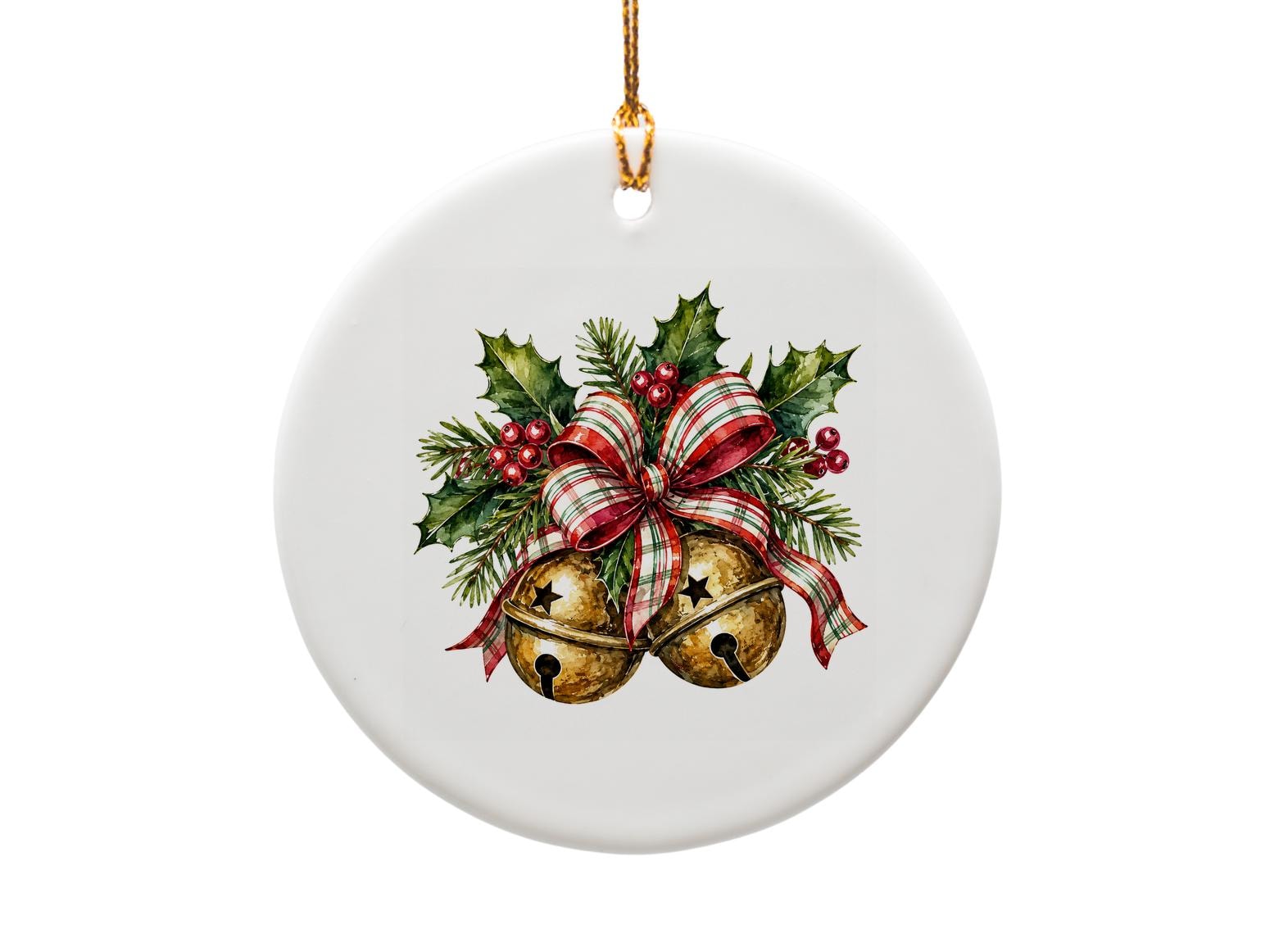 Christmas Bells Ornament Holiday Decor Holly Ribbon Festive Decoration Christmas Tree Ornament Seasonal Home Decor O1037