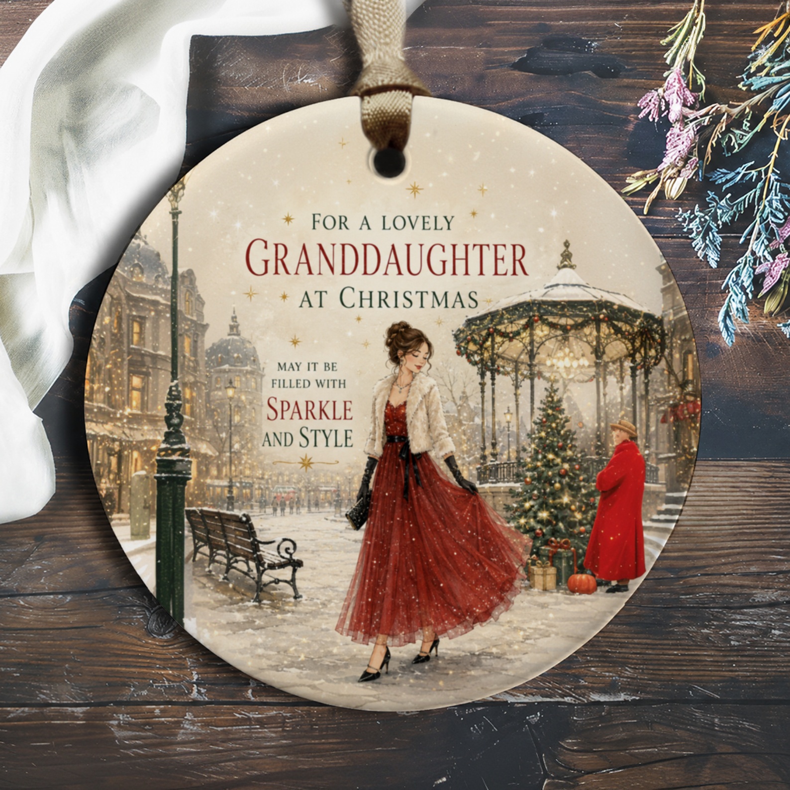 For A Lovely Granddaughter At Christmas Ornament Sparkle Style Holiday Decoration Festive Gift Keepsake O601