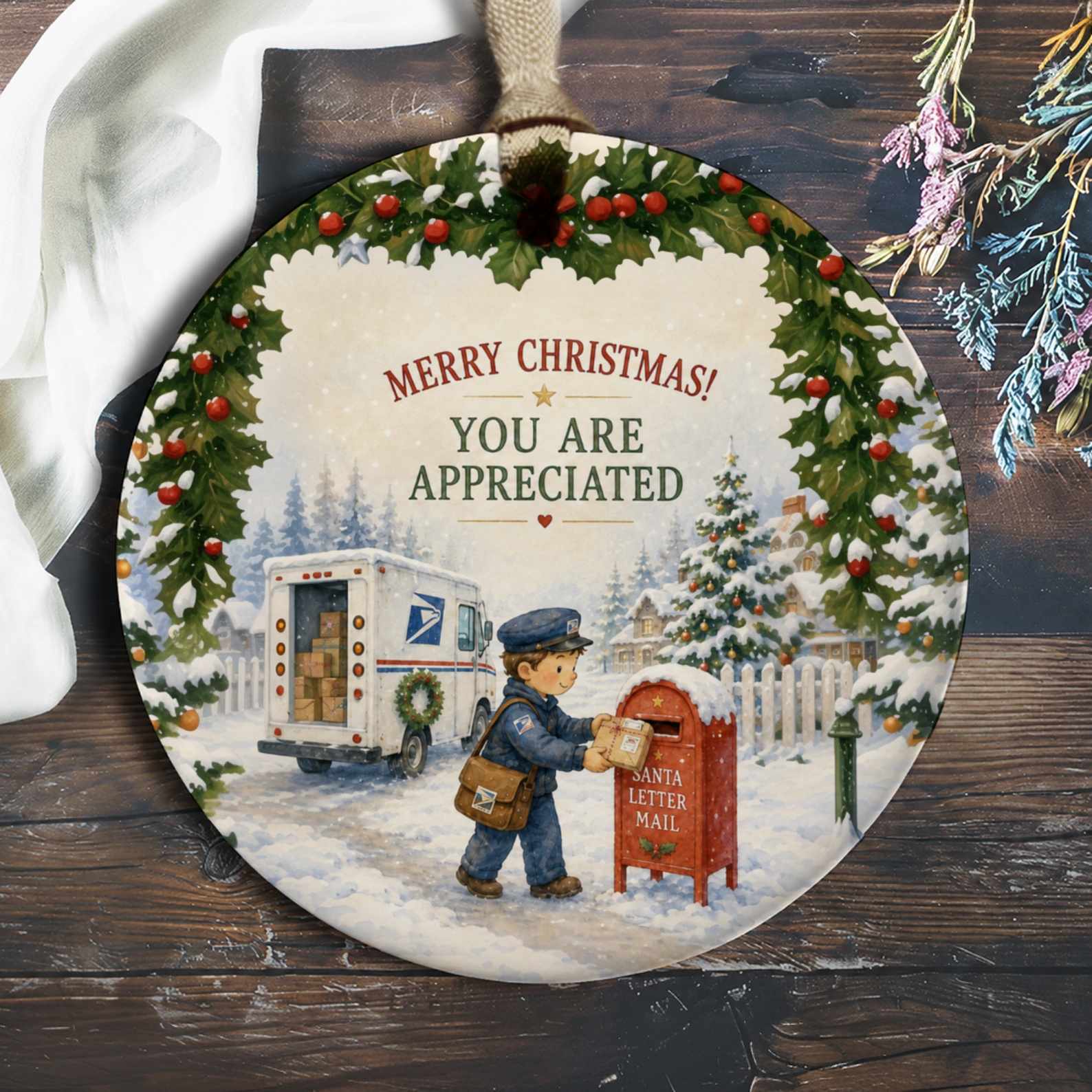 Merry Christmas! You Are Appreciated Ornament Mail Carrier Christmas Ornament Holiday Decor Appreciation Gift O603
