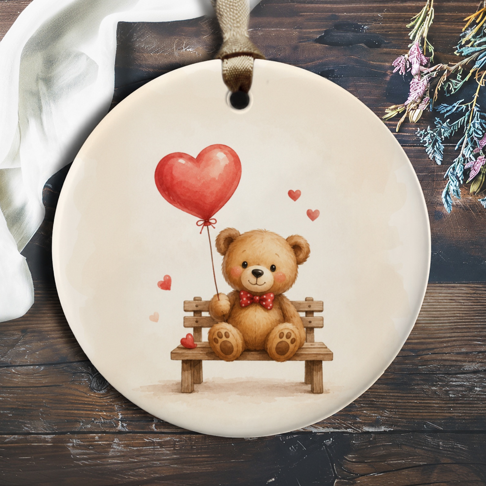 Teddy Bear Heart Balloon Ornament Cute Romantic Gift Love Keepsake For Her Valentines Day Anniversary Decoration O598