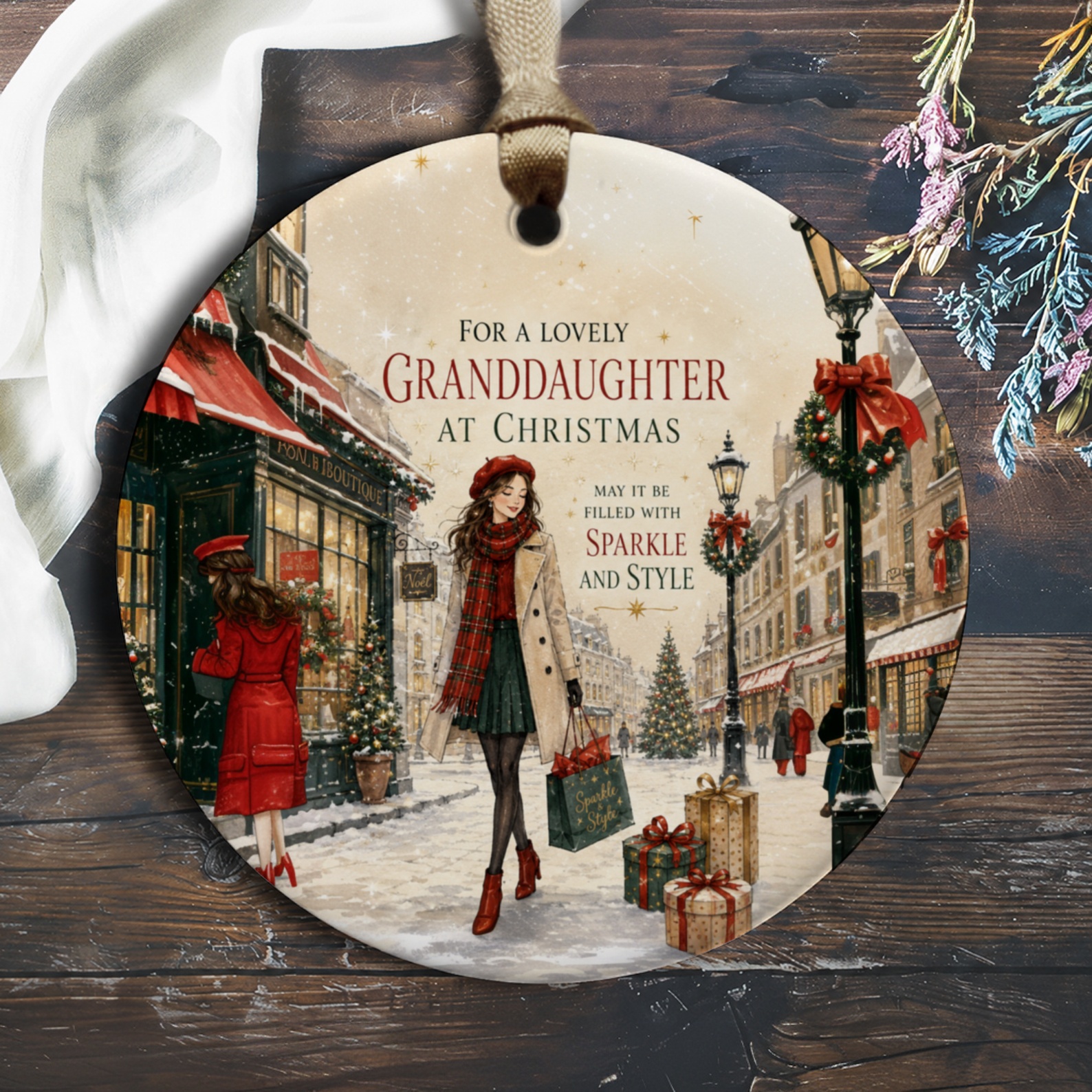 For A Lovely Granddaughter At Christmas Ornament Sparkle And Style Holiday Decor Gift Keepsake Festive Decoration O600