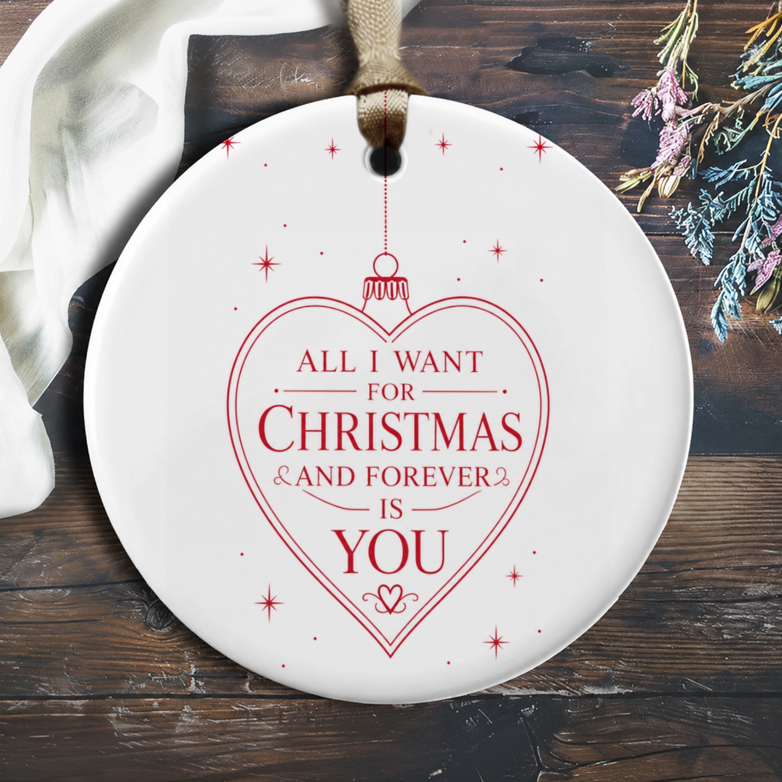 All I Want For Christmas And Forever Is You Romantic Christmas Ornament Heart Shaped Holiday Decor Gift For Partner O615