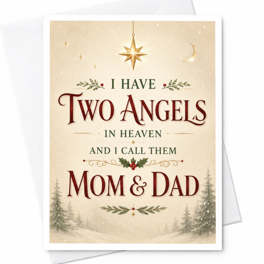 I Have Two Angels In Heaven And I Call Them Mom & Dad Memorial Card Sympathy Greeting Card For Loss Of Parents Sentimental C4603