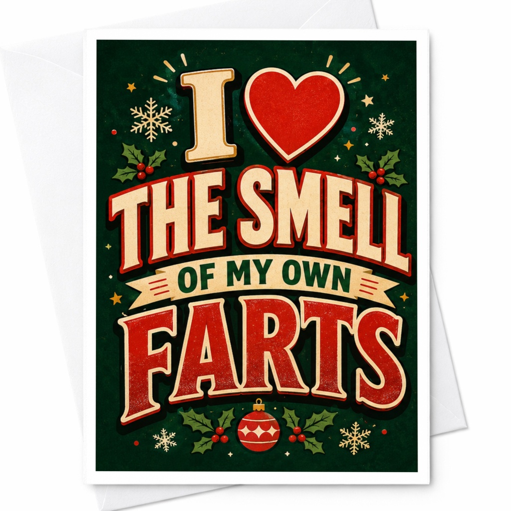 I Love The Smell Of My Own Farts Funny Greeting Card Holiday Card For Friends Family Christmas Joke Card C4609