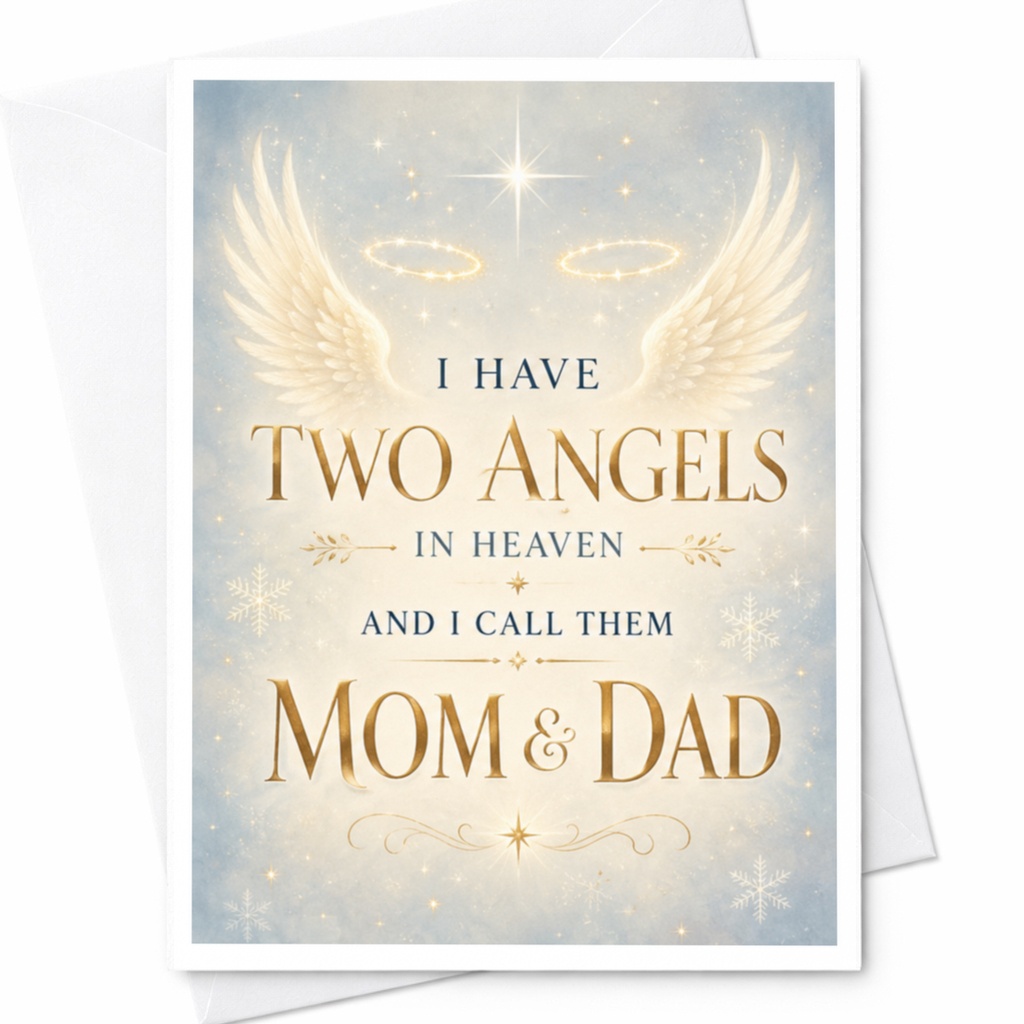 I Have Two Angels In Heaven And I Call Them Mom & Dad Memorial Card Sympathy Card For Loss Of Parents Sentimental C4602