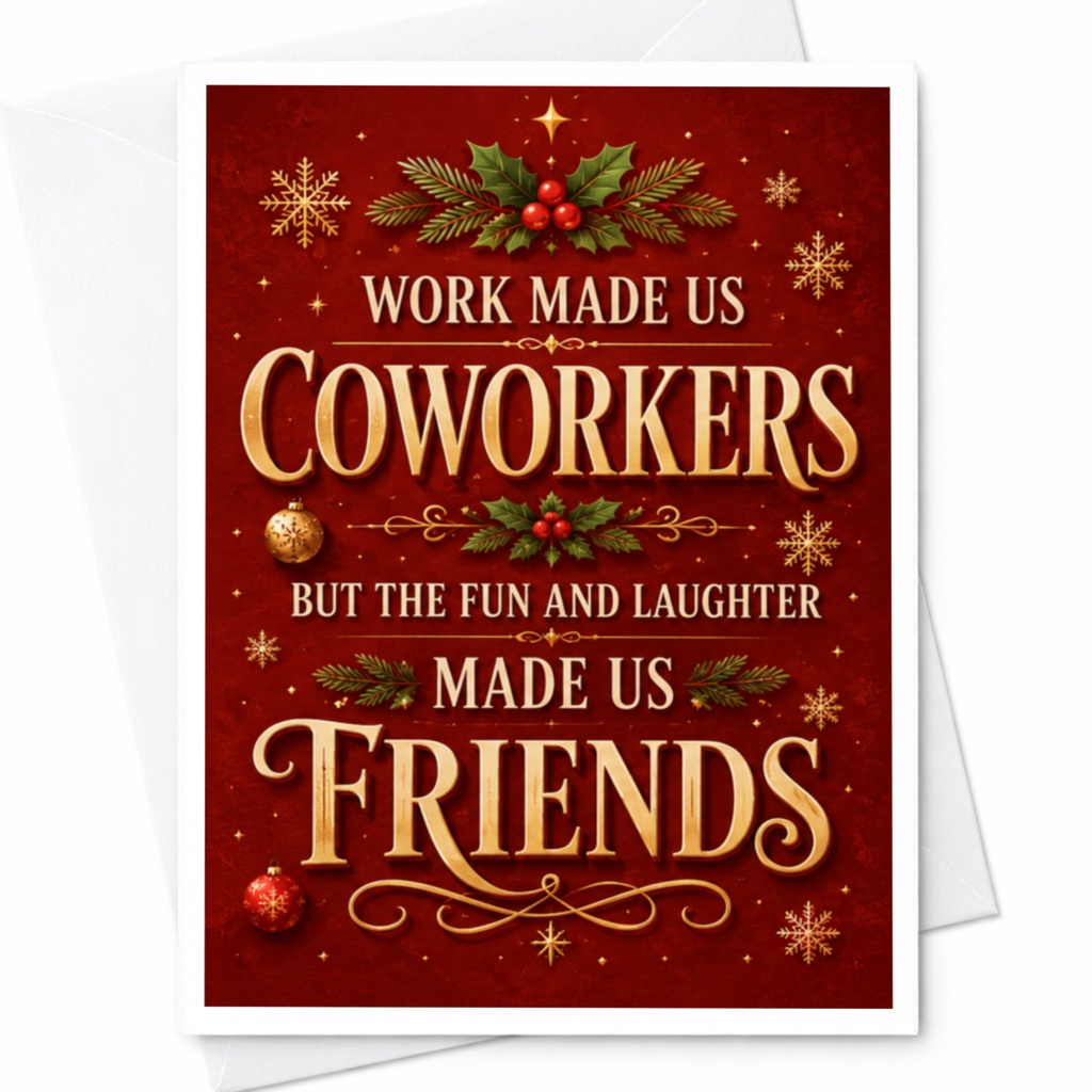 Work Made Us Coworkers But The Fun And Laughter Made Us Friends Christmas Card Festive Holiday Greeting For Coworker Friendship C4637