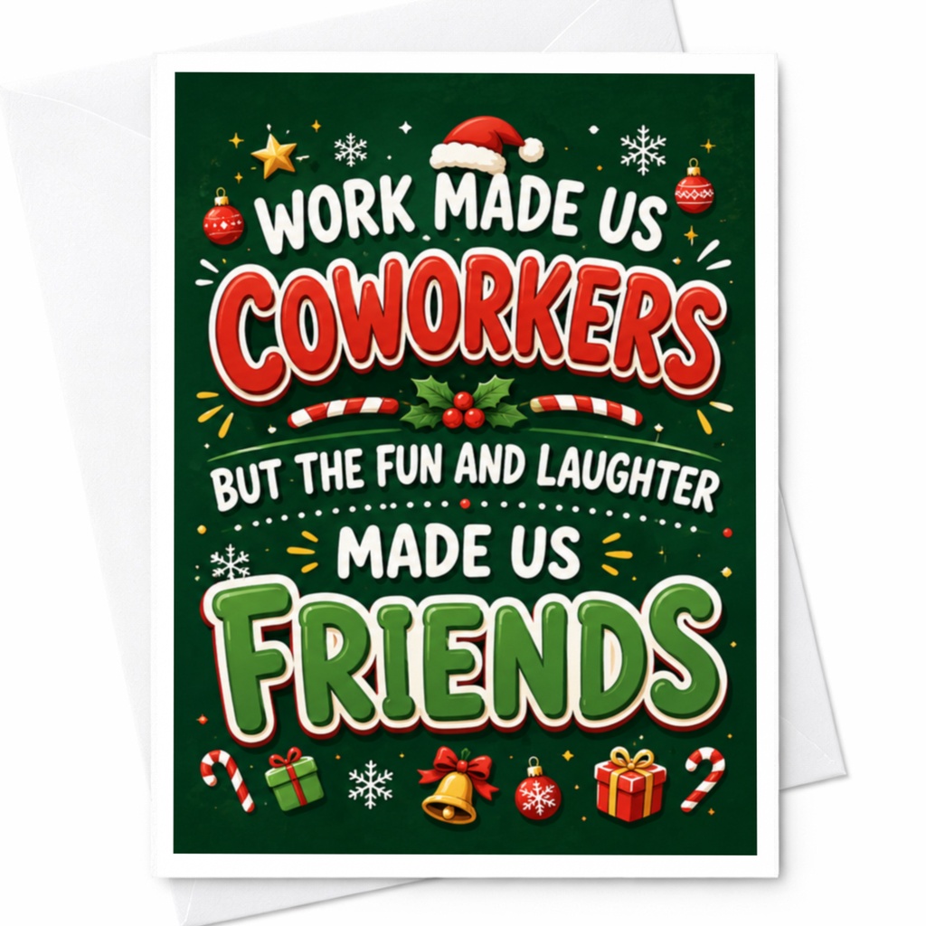 Work Made Us Coworkers But The Fun And Laughter Made Us Friends Christmas Card For Coworker Holiday Greeting Festive Friendship Ca C4638