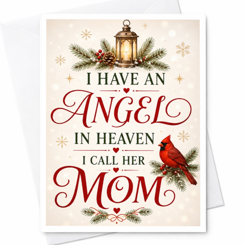 I Have An Angel In Heaven I Call Her Mom Memorial Card Cardinal Lantern Sympathy Greeting Card For Loss Of Mother C4648