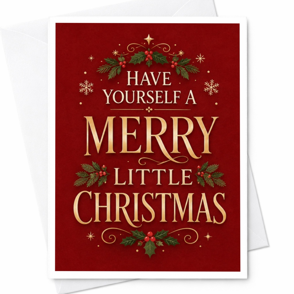 Have Yourself A Merry Little Christmas Festive Christmas Card Holiday Greeting Card For Family Friends Seasonal Wishes C4649