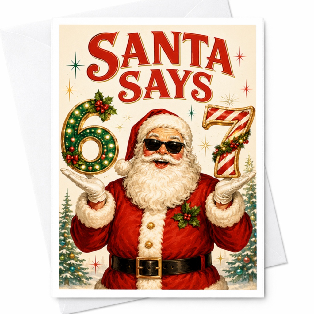Santa Says 67 Christmas Card Festive Santa Holiday Greeting Card For Family Friends Fun Seasonal Card C4653