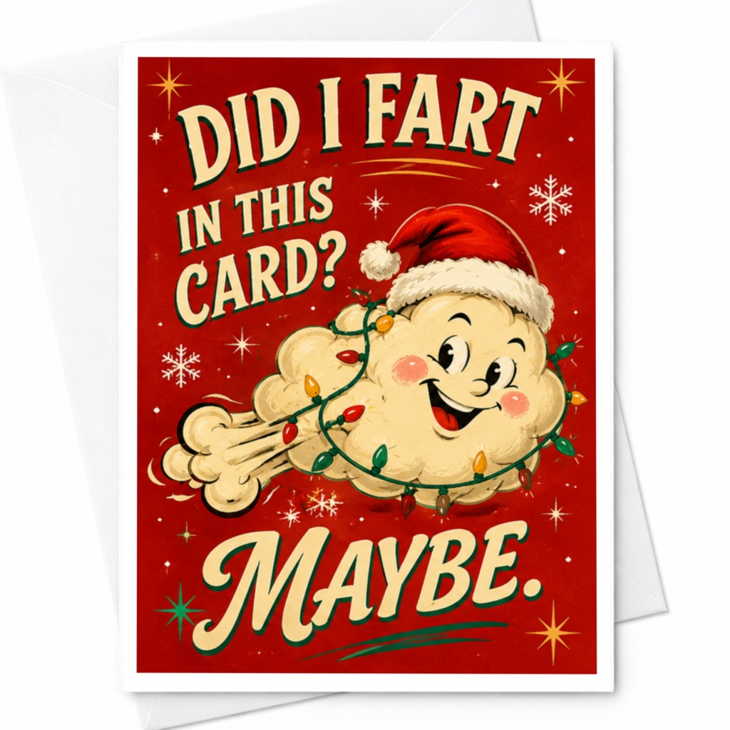 Did I Fart In This Card? Maybe. Funny Christmas Card Holiday Greeting Card For Him Her Husband Wife Cute Xmas C4678