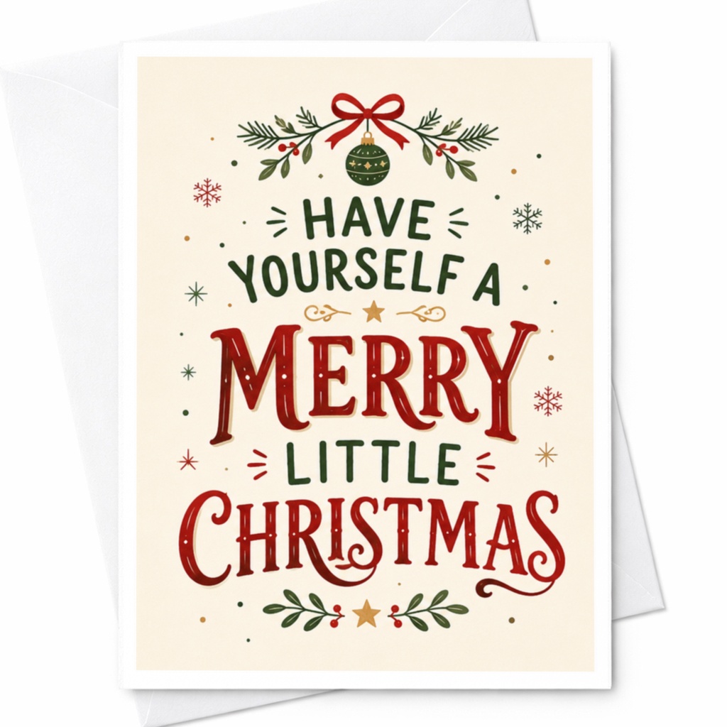 Have Yourself A Merry Little Christmas Festive Christmas Card Holiday Greeting Card For Family Friends Cute Ornament C4650