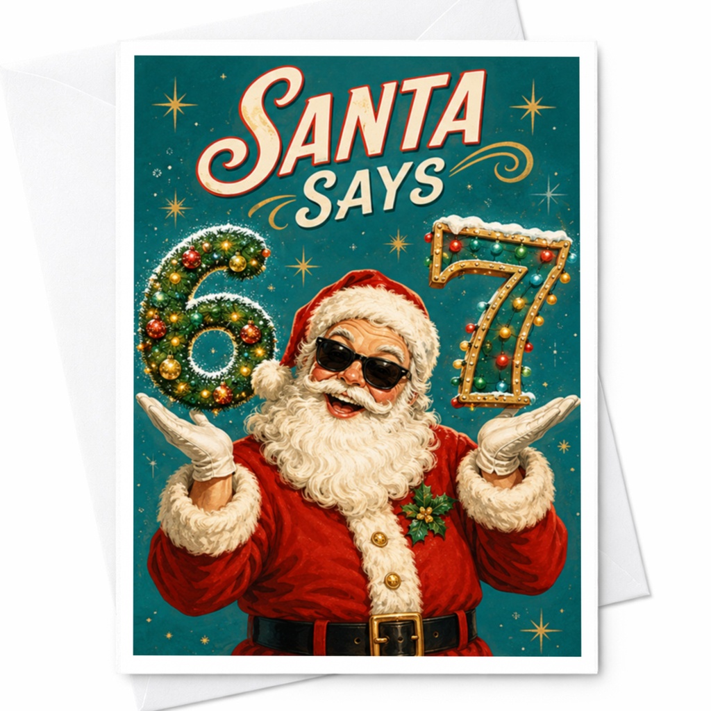 Santa Says 67 Christmas Card Festive Holiday Greeting Card Santa Claus For Kids Family Fun Cute Xmas Card C4654