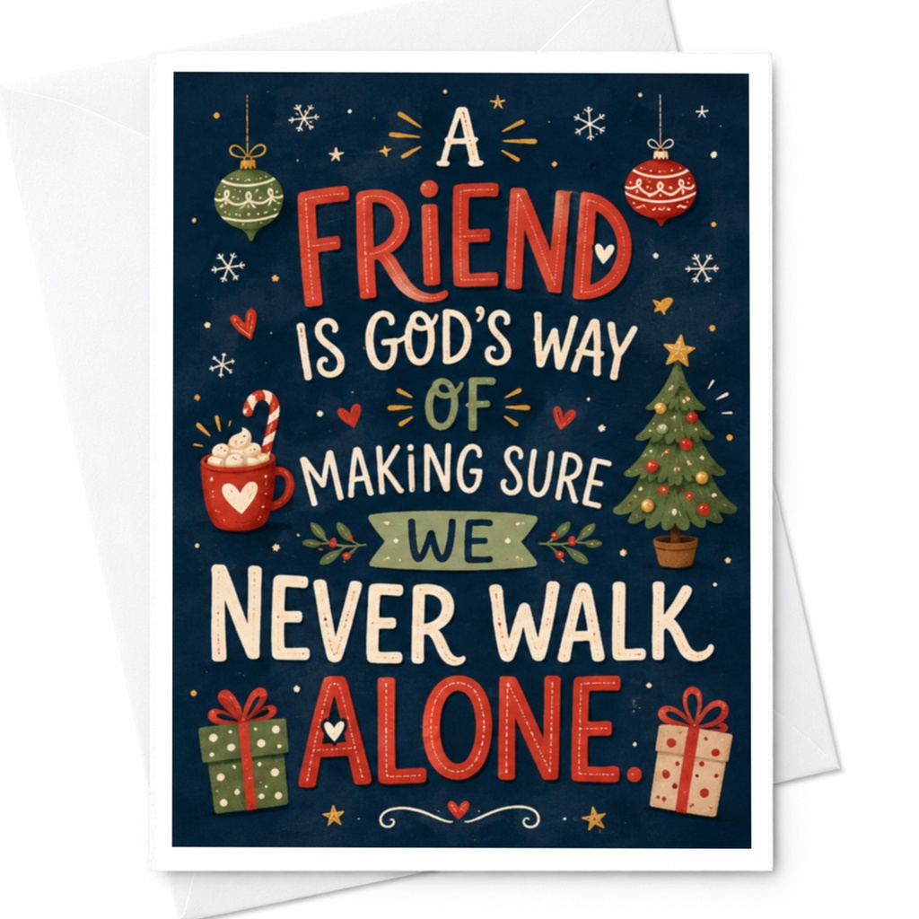 A Friend Is God's Way Of Making Sure We Never Walk Alone Christmas Card Holiday Greeting For Friend Festive Ornament C4656