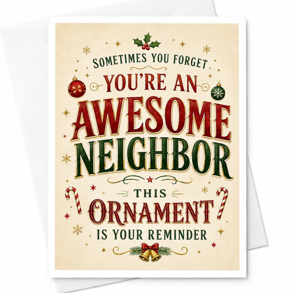 Sometimes You Forget You're An Awesome Neighbor Christmas Card Festive Holiday Greeting Card For Neighbor Cute Xmas Card C4657